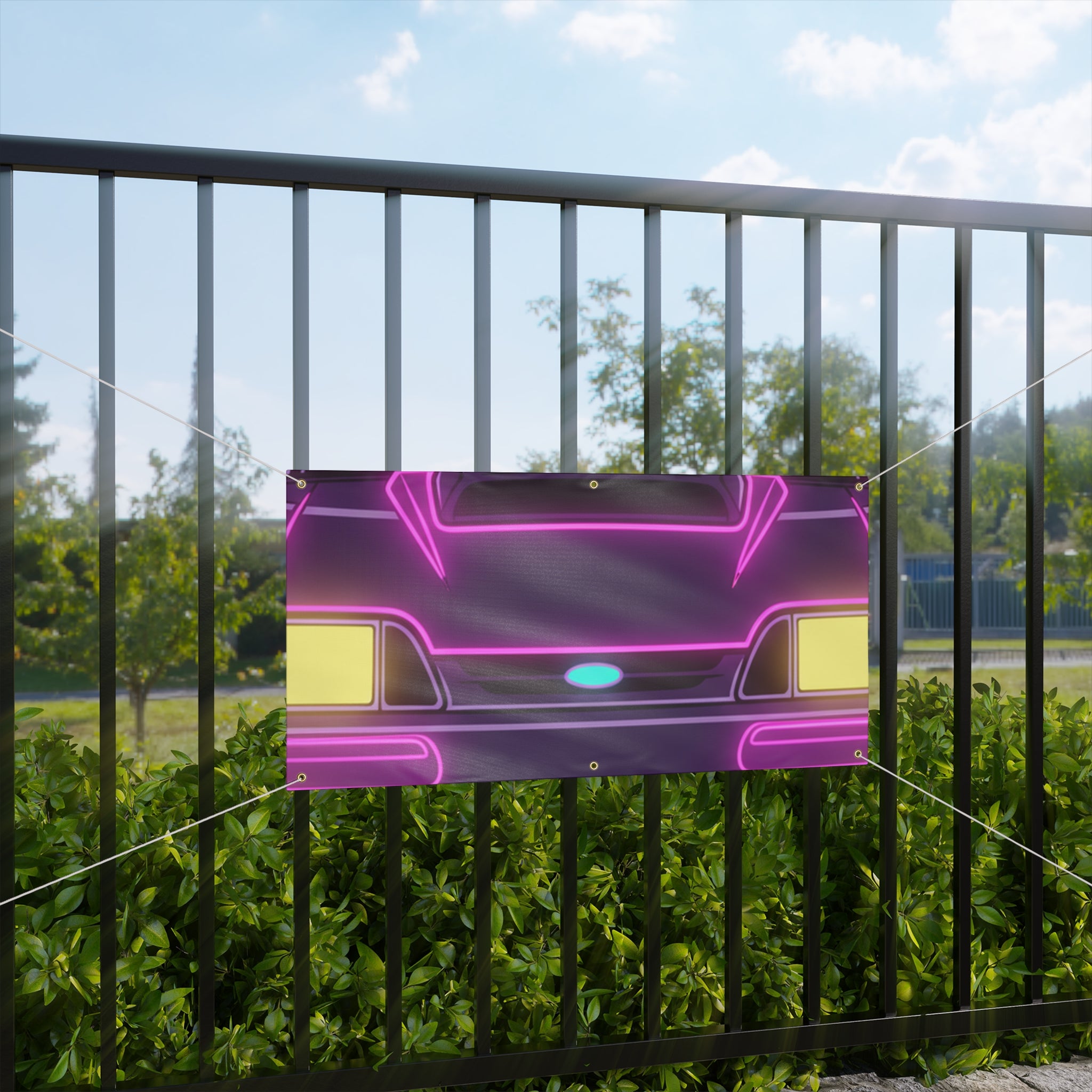Ford Mustang Fox Body GT Neon Synthwave Banner