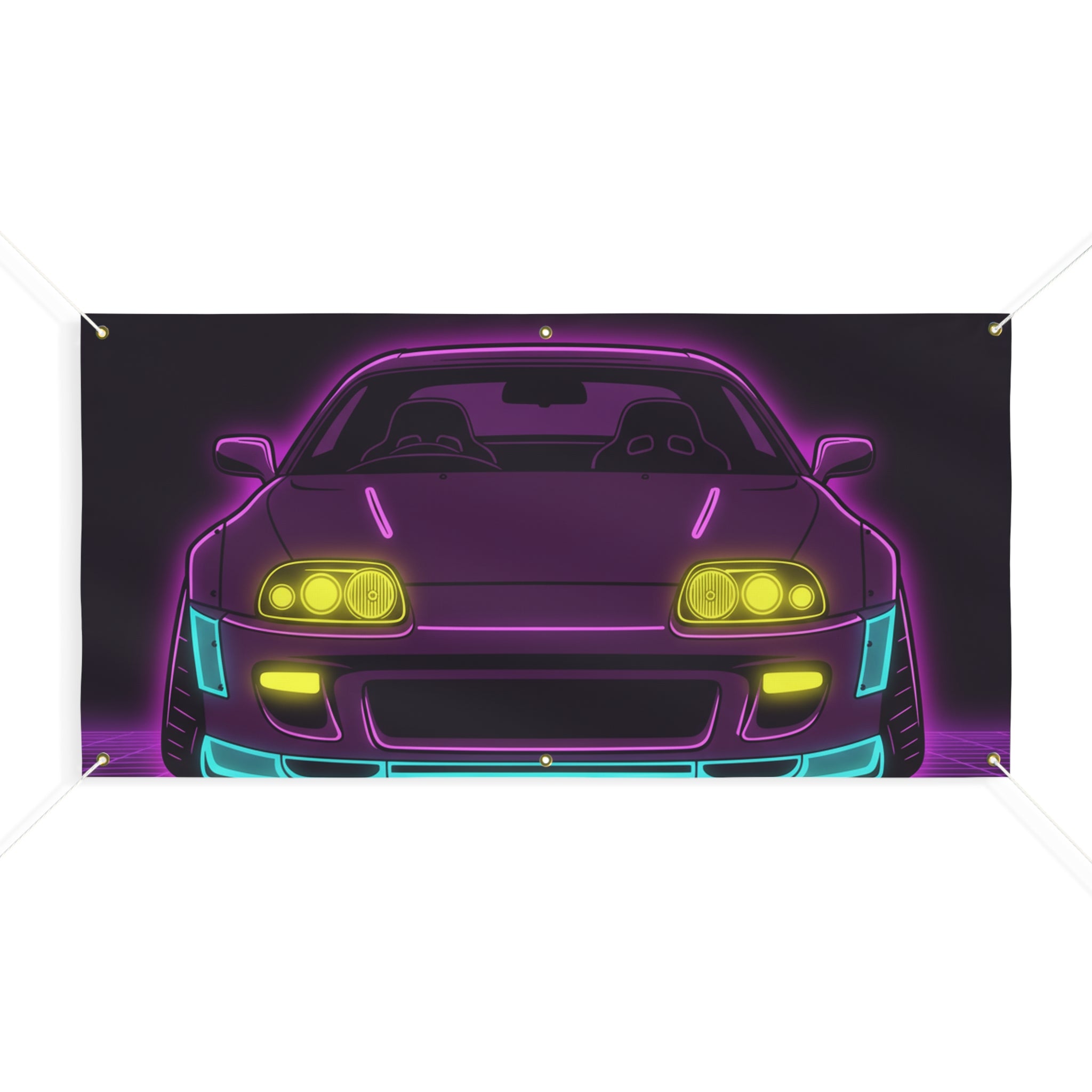 Toyota Supra MK4 Neon Synthwave Banner