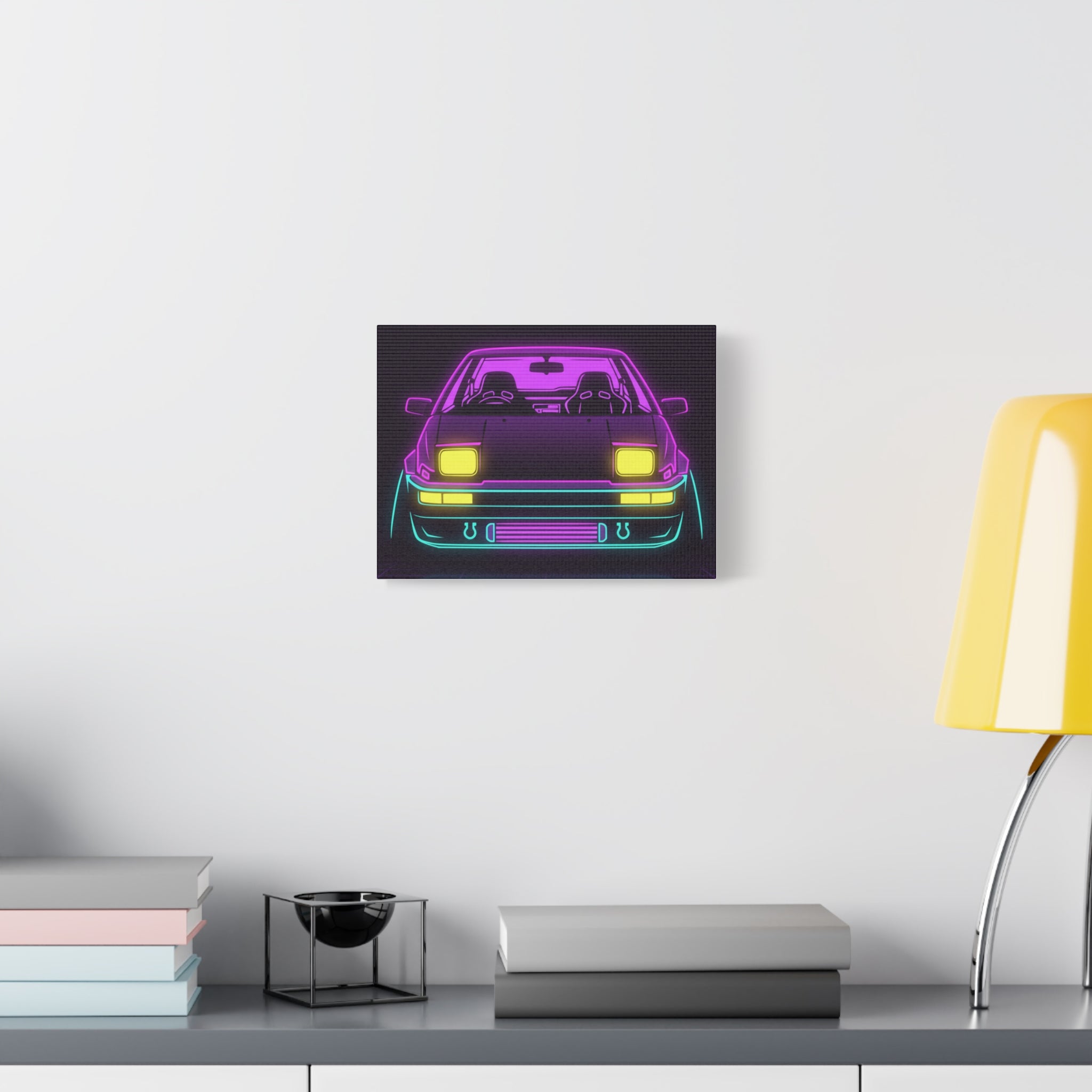 Toyota AE86 (1983-87) Neon Synthwave Canvas Wall Art