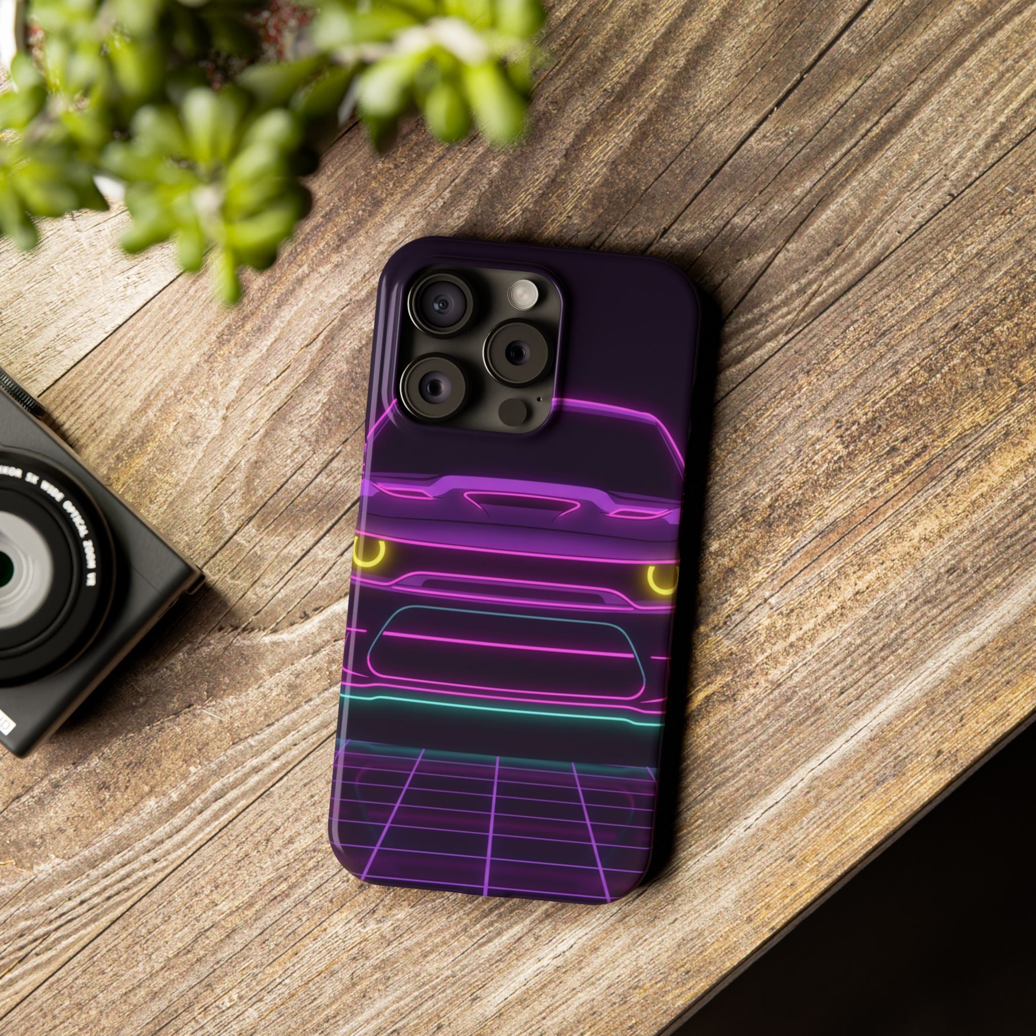 Dodge Challenger SRT Hellcat Neon Synthwave Phone Case