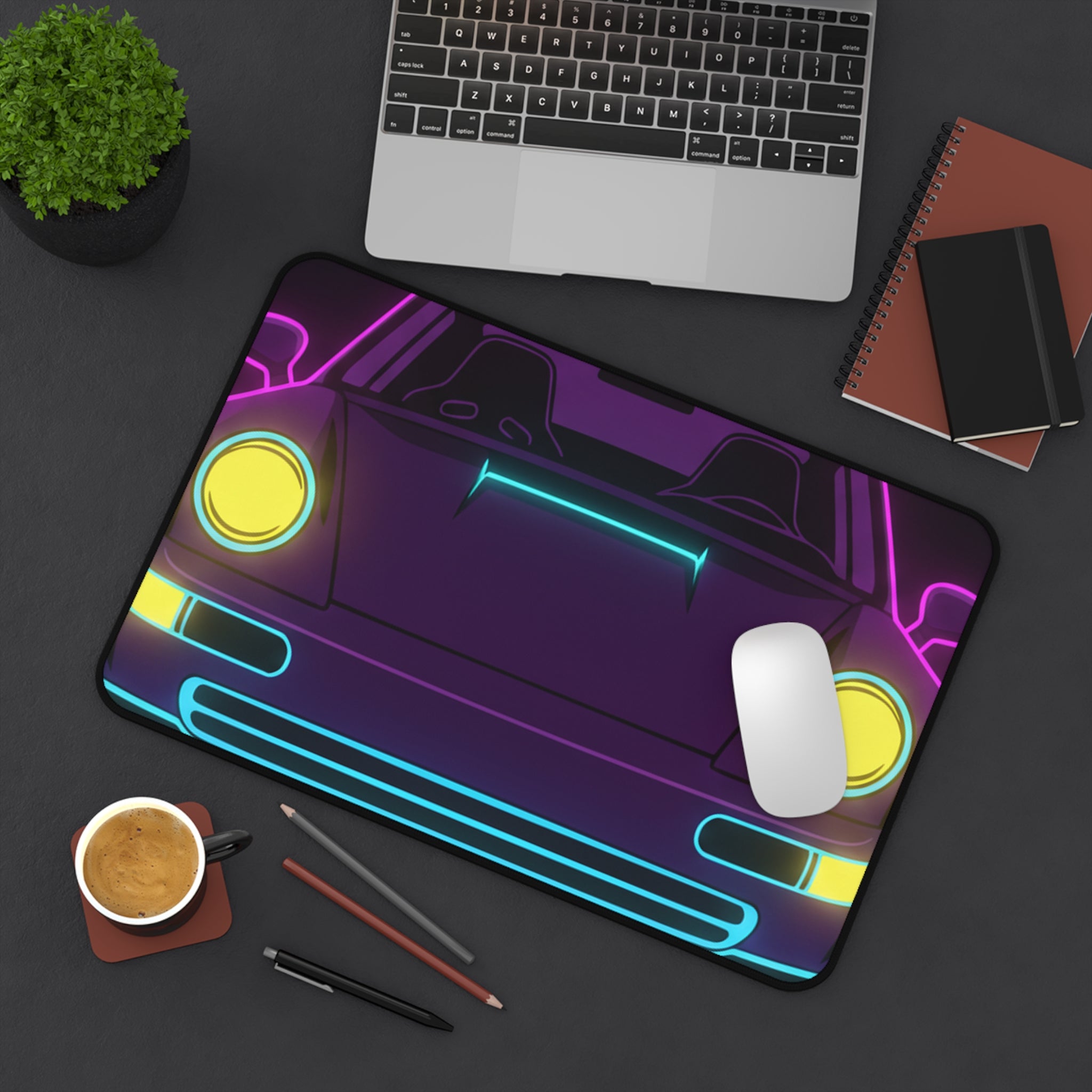 Porsche 964 Singer Neon Synthwave Desk Mat