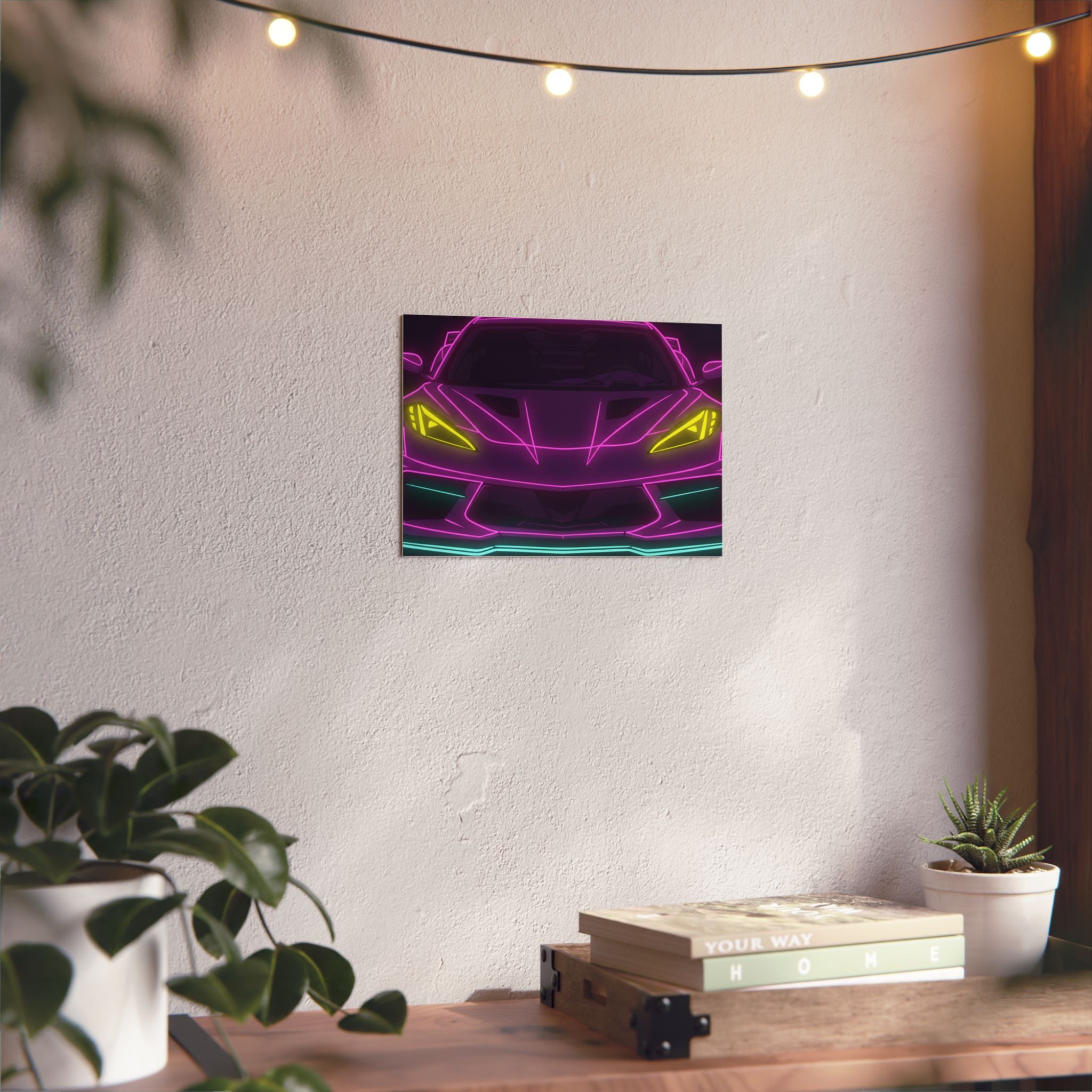 Corvette C8 (2020+) Neon Synthwave Metal Wall Sign