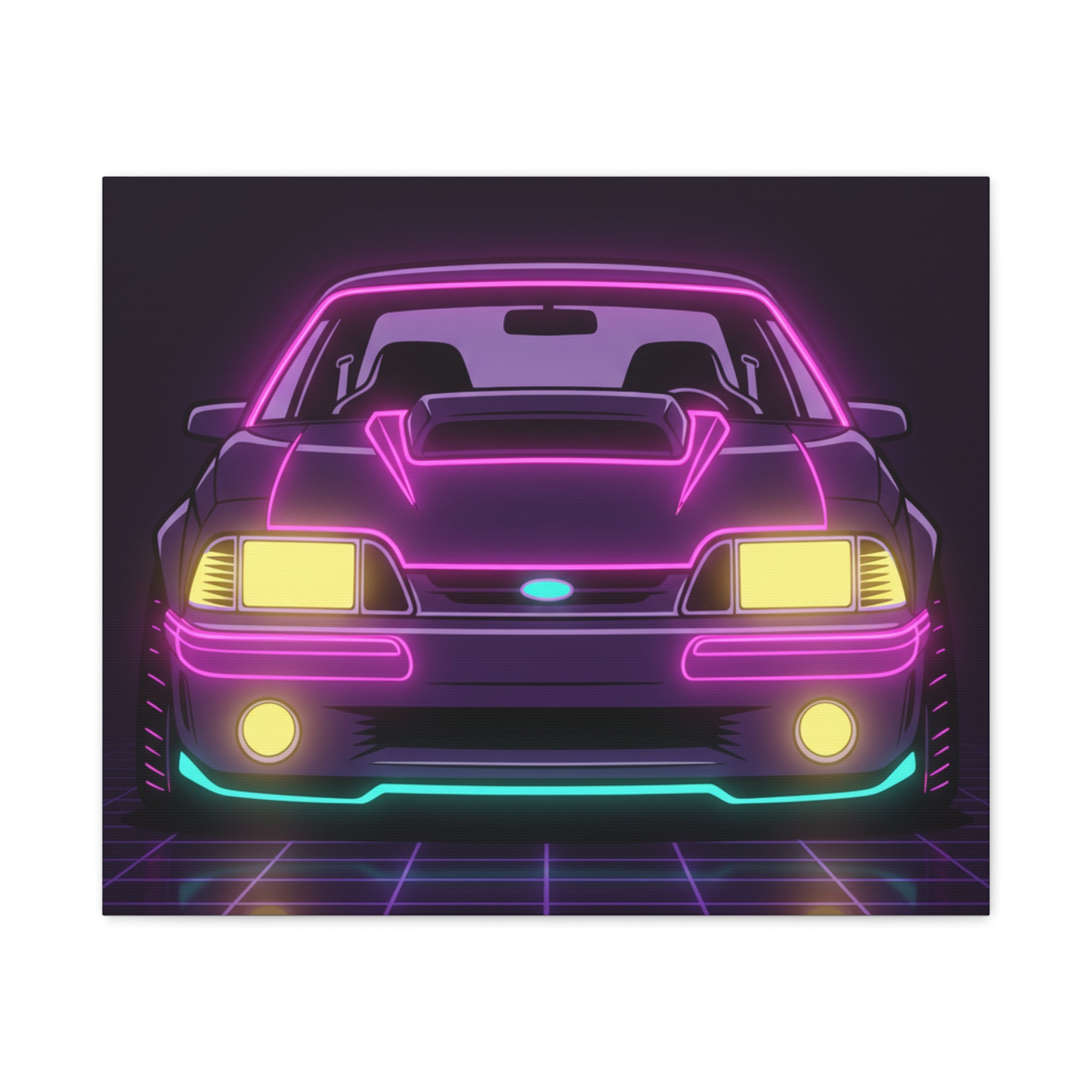 Ford Mustang Fox Body GT Neon Synthwave Canvas Wall Art