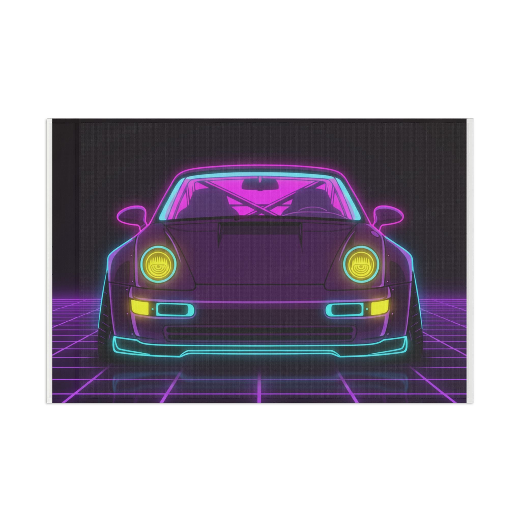 Porsche 964 Turbo Neon Synthwave Garage Flag