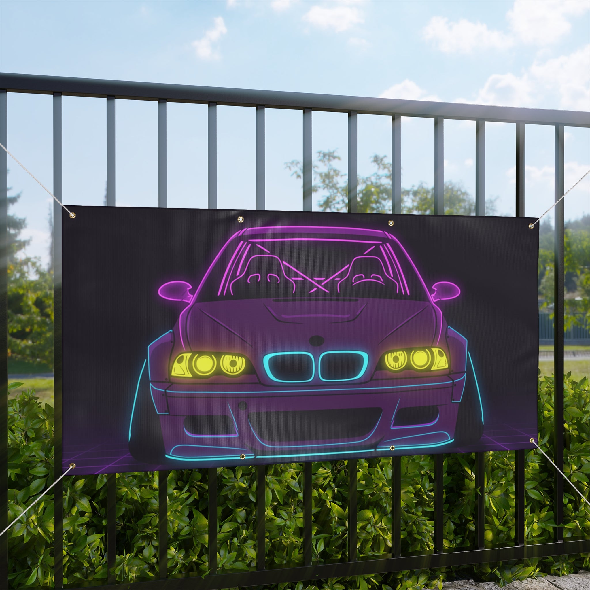 BMW E46 M3 (2000-06) Neon Synthwave Banner