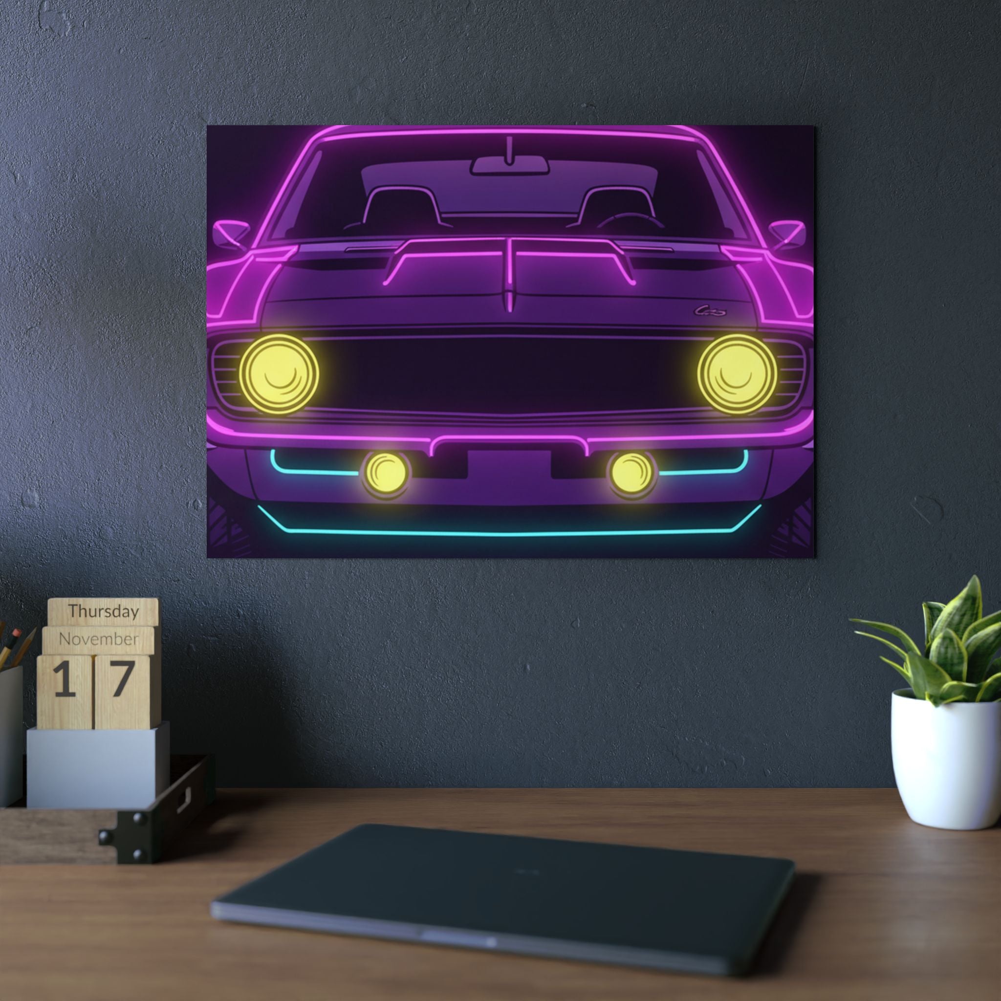 1969 Chevrolet Camaro SS Neon Synthwave Metal Wall Sign