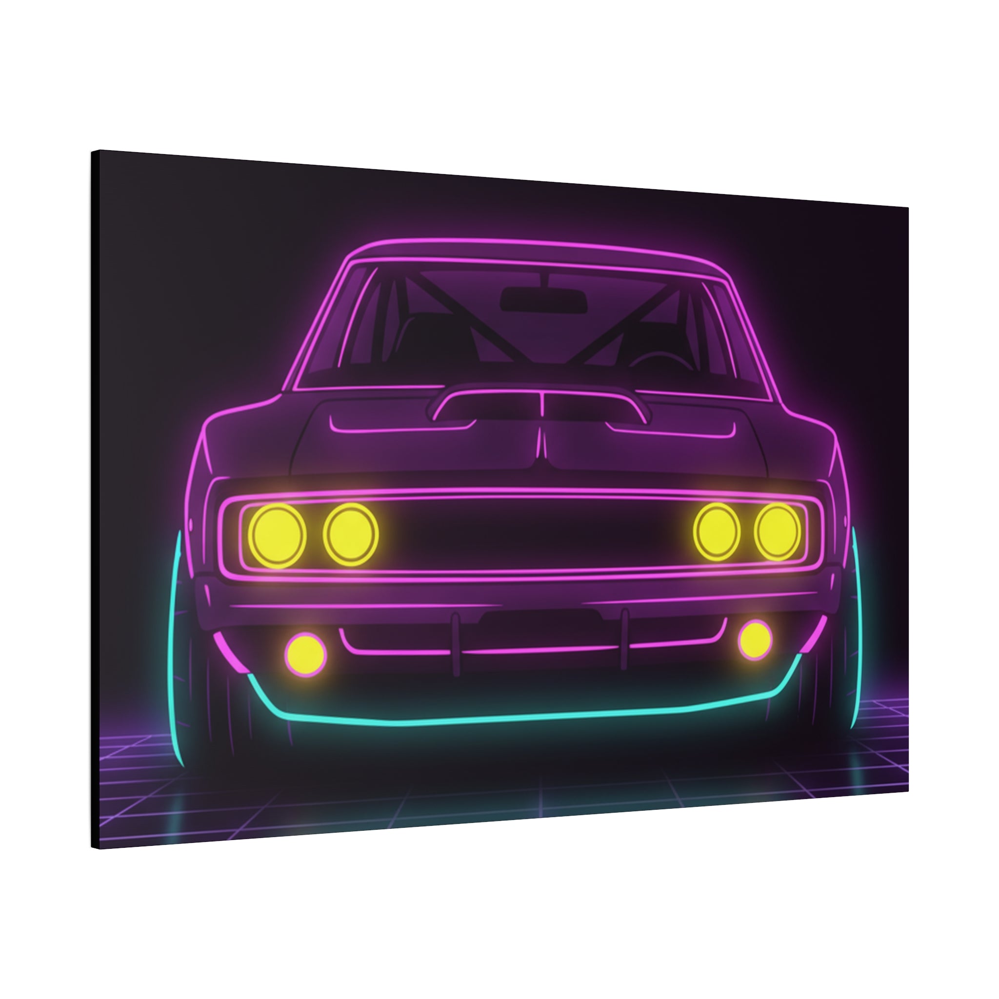 Dodge Charger R/T (1968-70) Neon Synthwave Canvas Wall Art