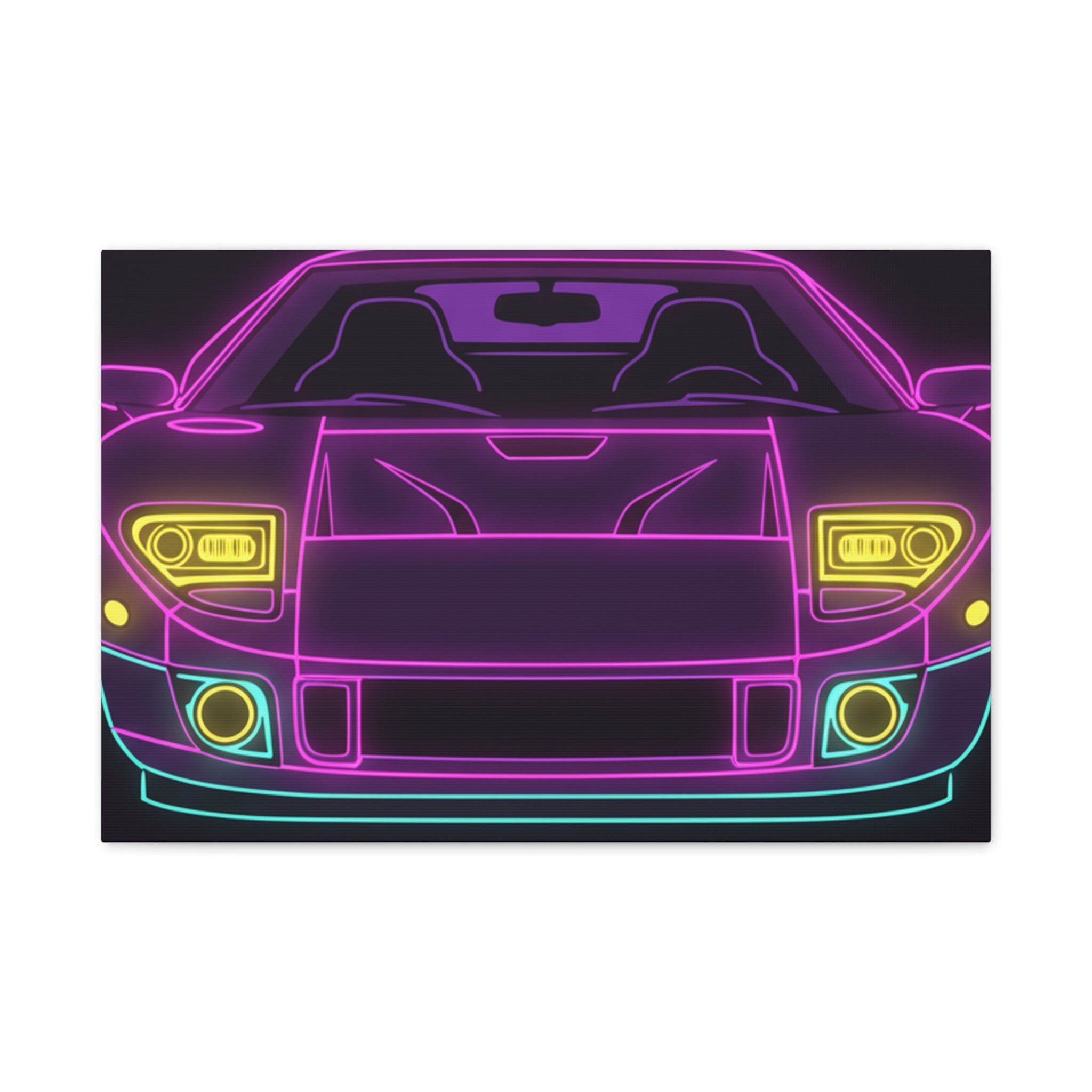 Ford GT40 (1964-69) Neon Synthwave Canvas Wall Art