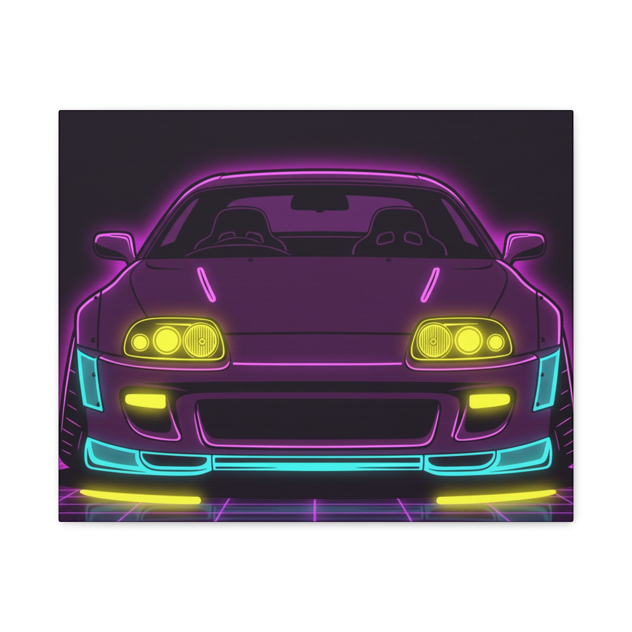 Toyota Supra MK4 Neon Synthwave Canvas Wall Art