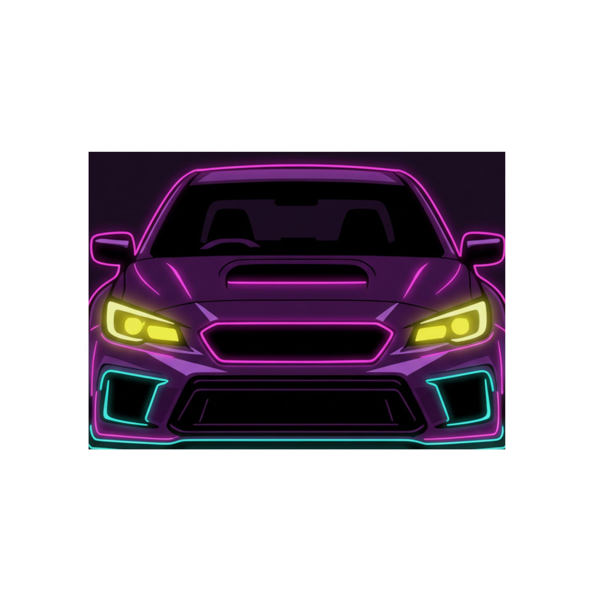 Subaru WRX STI Neon Synthwave Metal Wall Sign