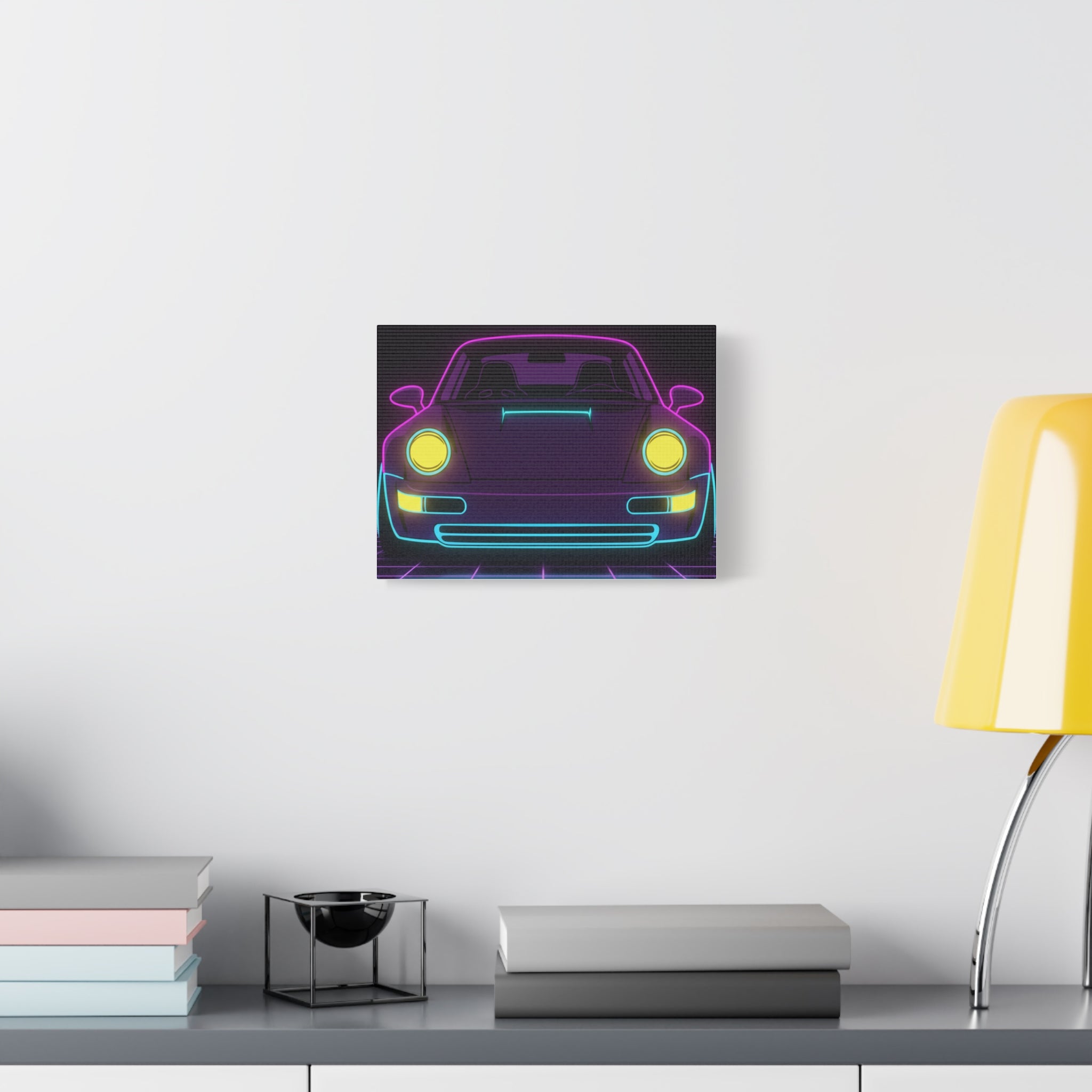 Porsche 964 Singer Neon Synthwave Canvas Wall Art