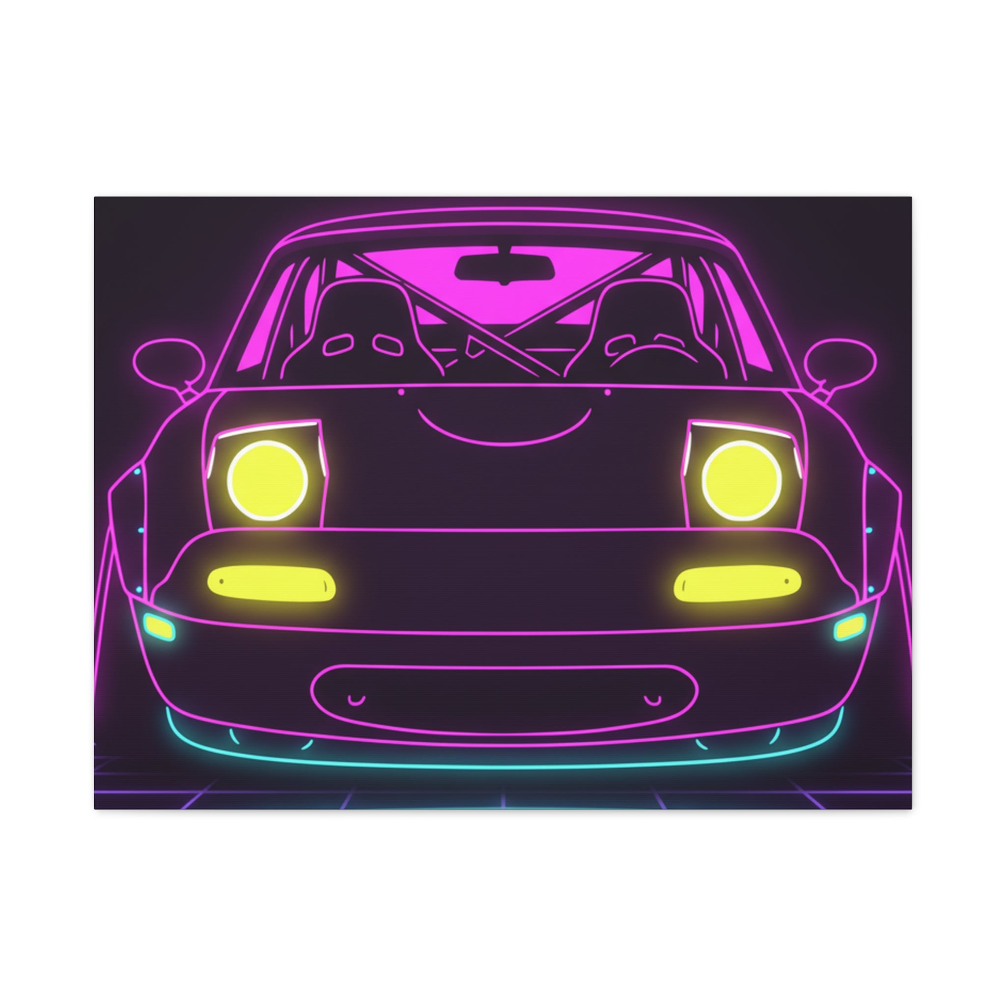 Mazda Miata NA (1989-97) Neon Synthwave Canvas Wall Art