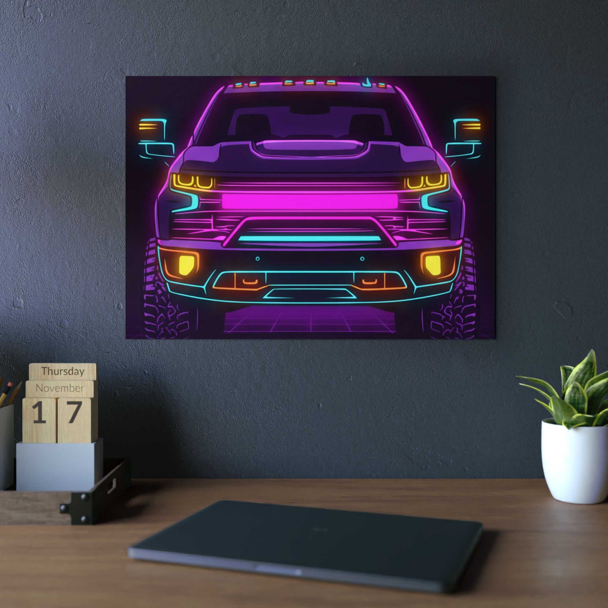 Chevy Silverado Trail Boss (2019+) Neon Synthwave Metal Wall Sign