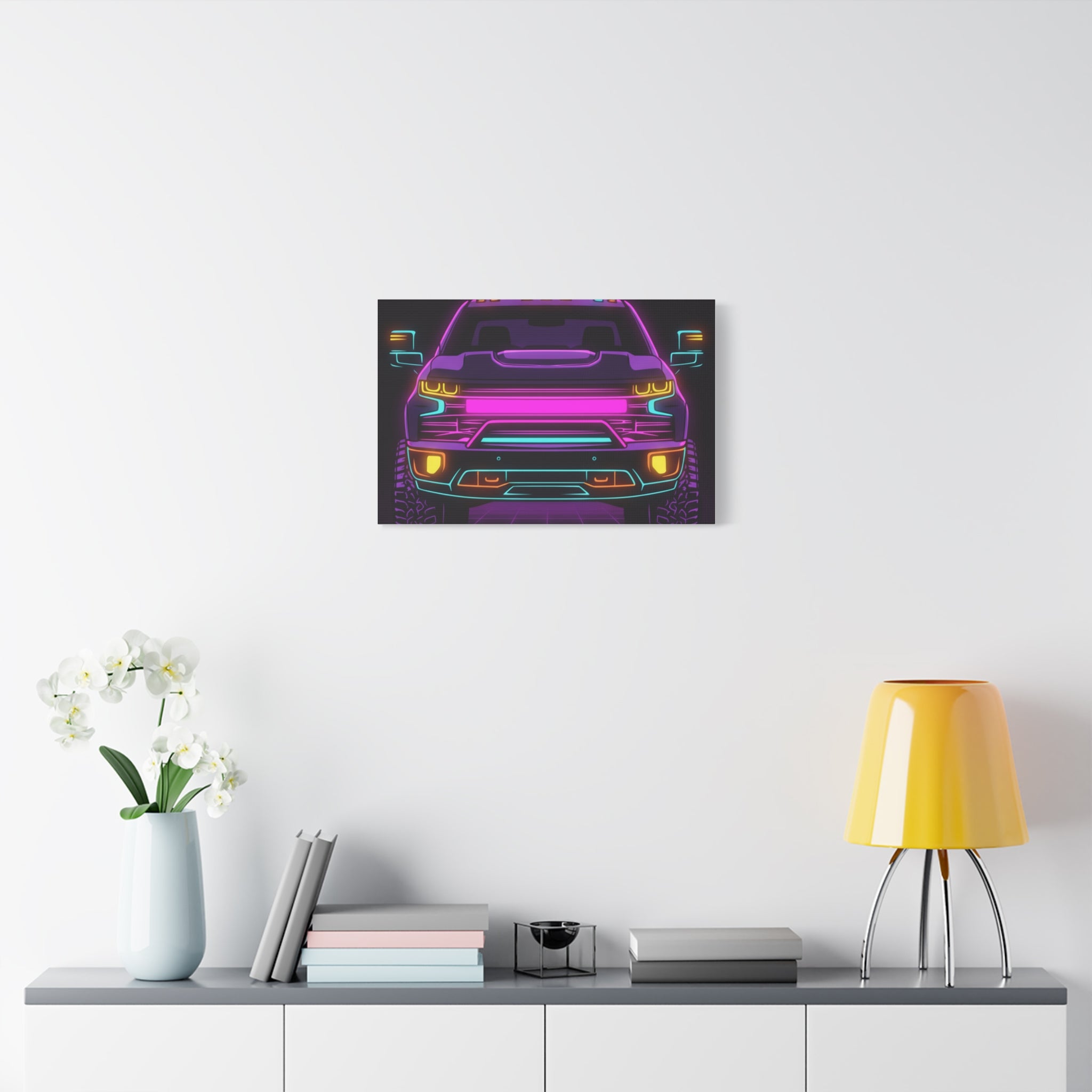 Chevy Silverado Trail Boss (2019+) Neon Synthwave Canvas Wall Art