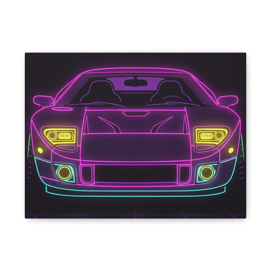 Ford GT40 (1964-69) Neon Synthwave Canvas Wall Art