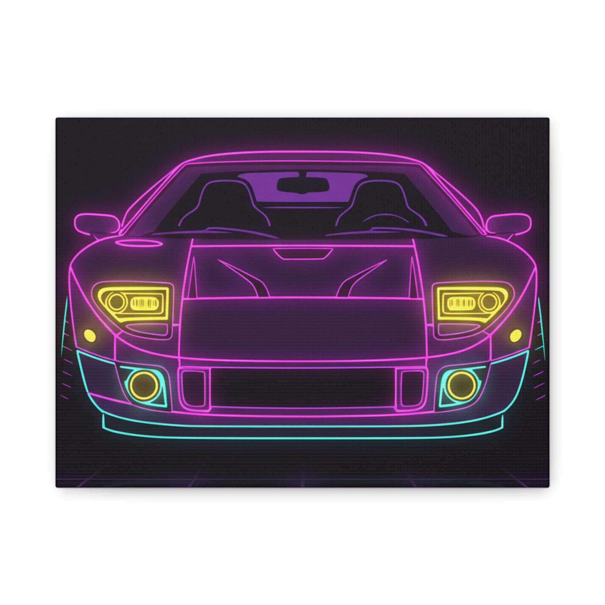Ford GT40 (1964-69) Neon Synthwave Canvas Wall Art