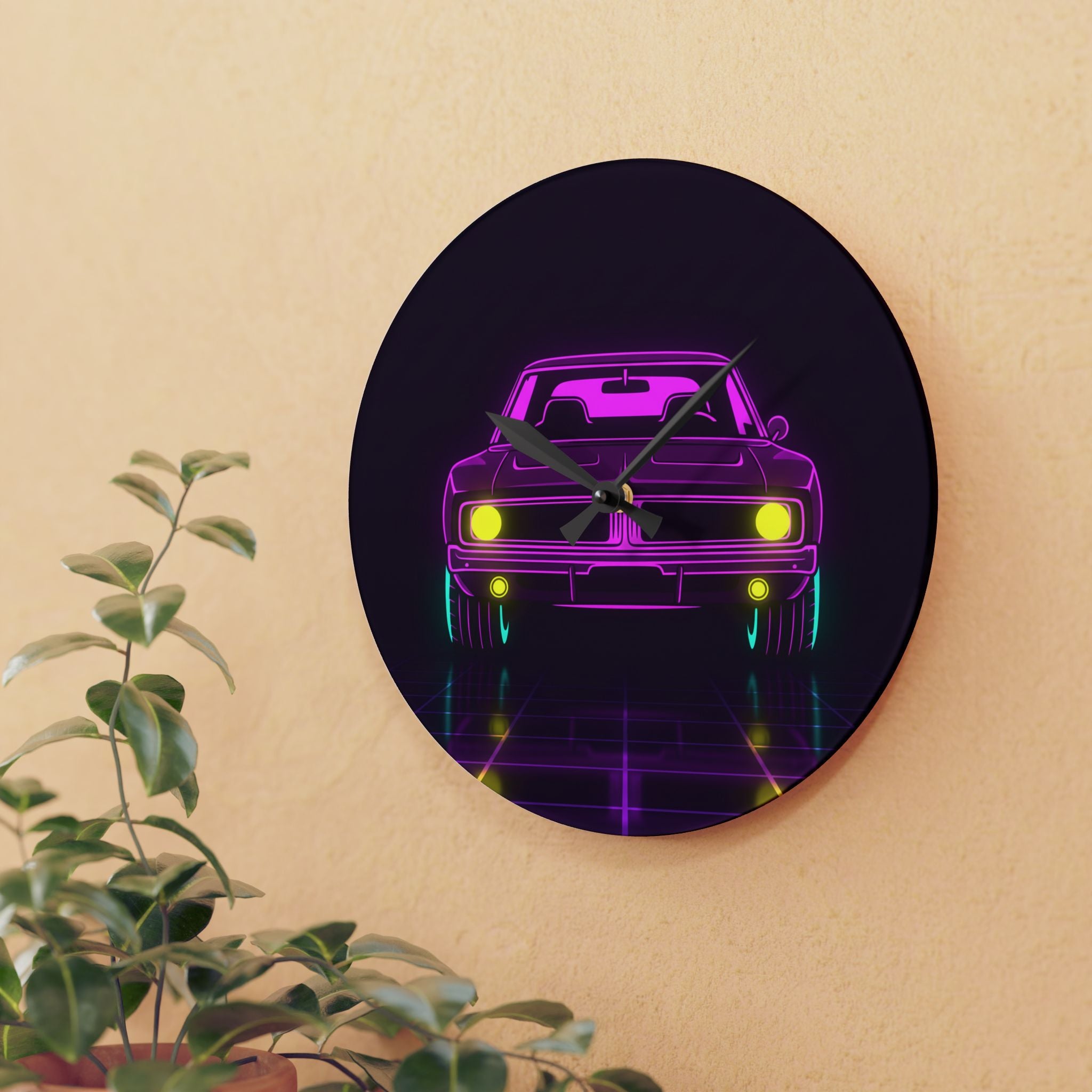 Dodge Charger R/T (1968-70) Resto-Mod Neon Synthwave Wall Clock