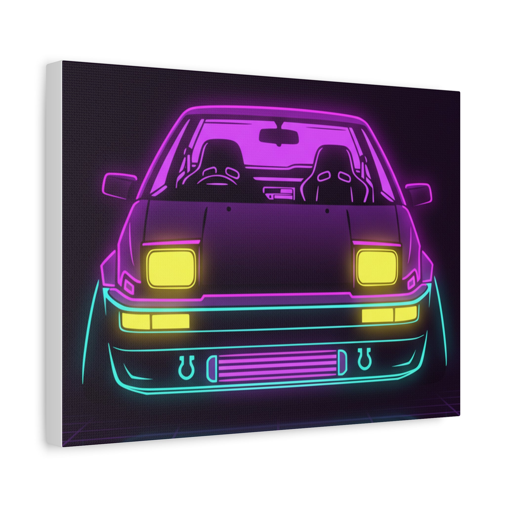 Toyota AE86 (1983-87) Neon Synthwave Canvas Wall Art