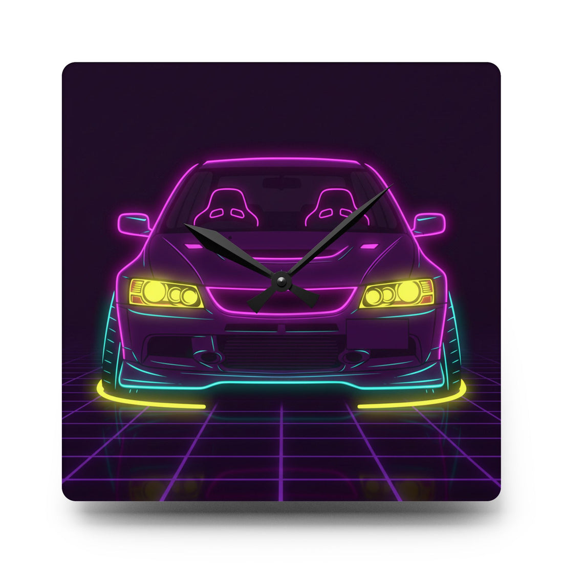 Mitsubishi Evo IX (2005-07) Neon Synthwave Wall Clock