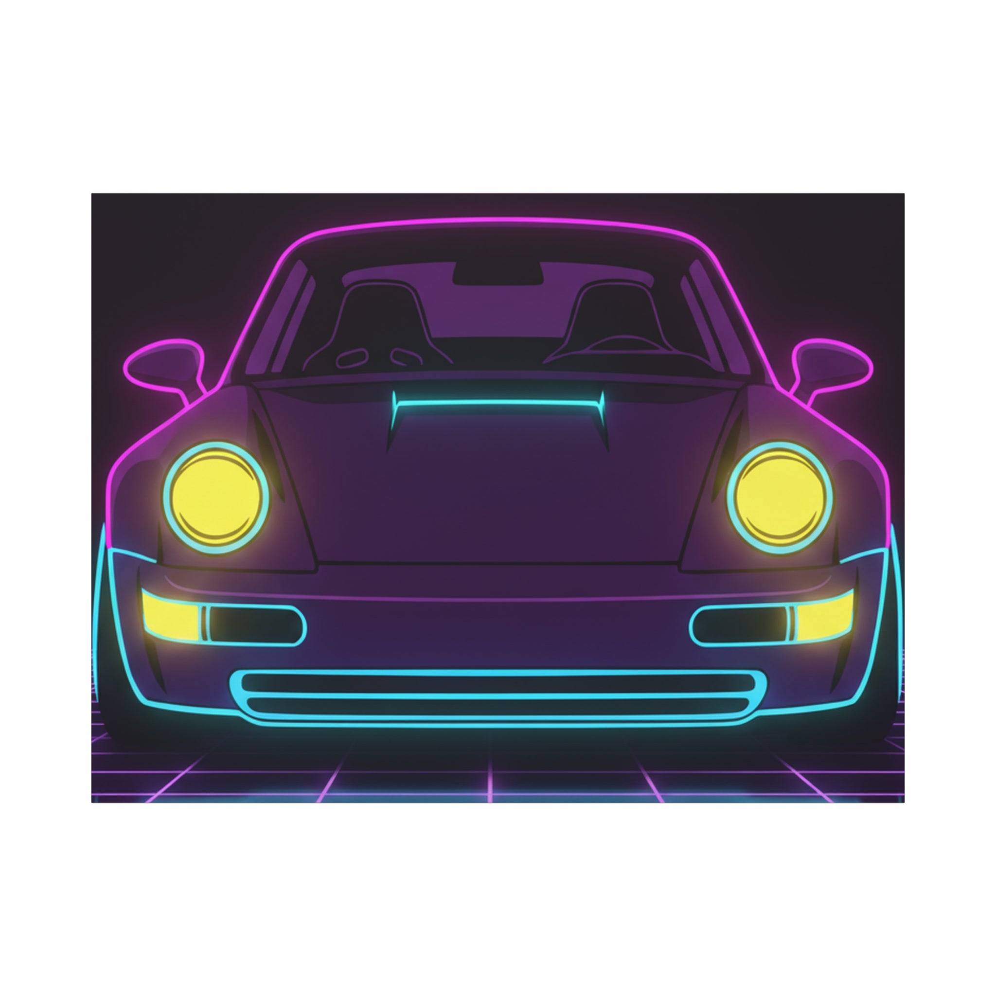 Porsche 964 Singer Neon Synthwave Canvas Wall Art