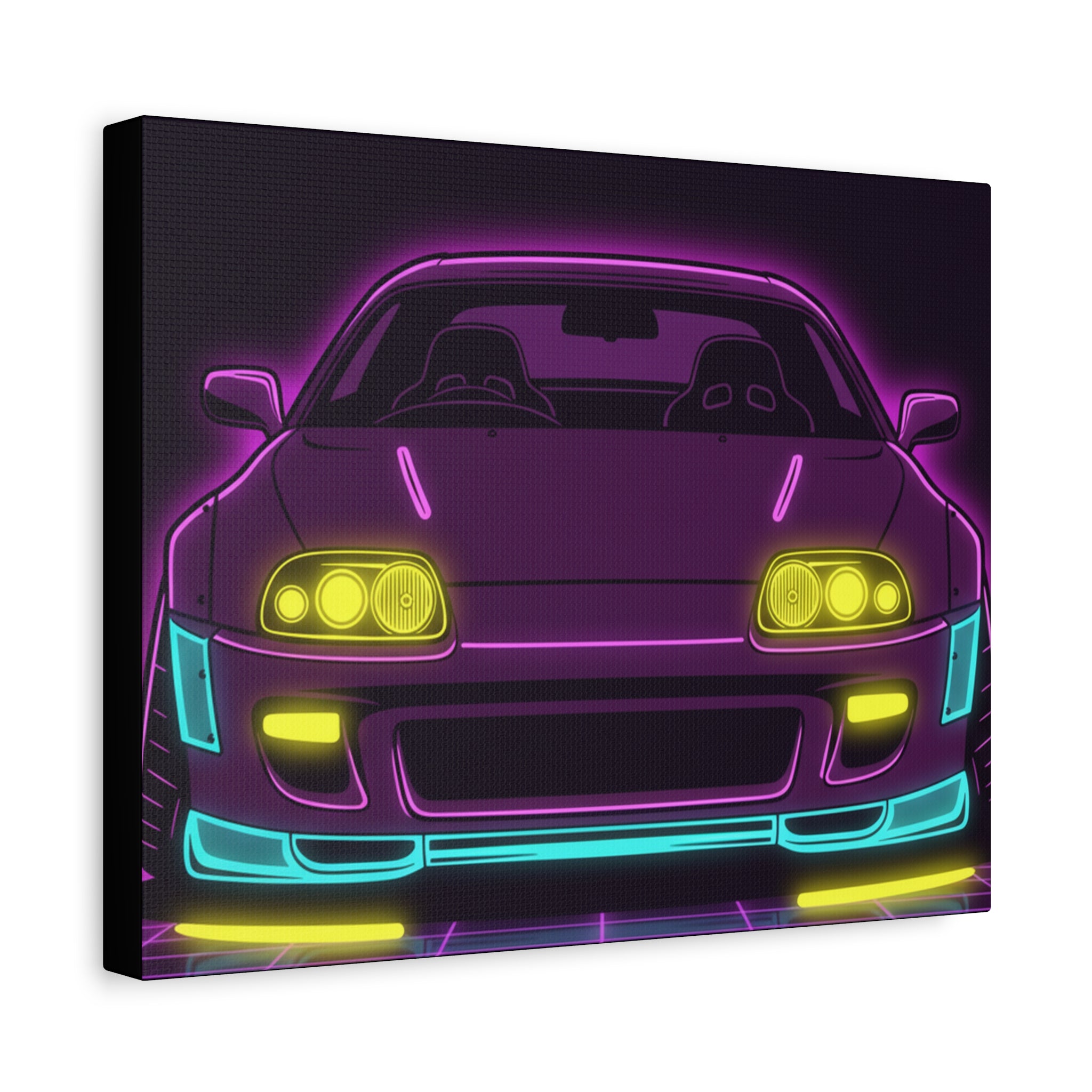 Toyota Supra MK4 Neon Synthwave Canvas Wall Art
