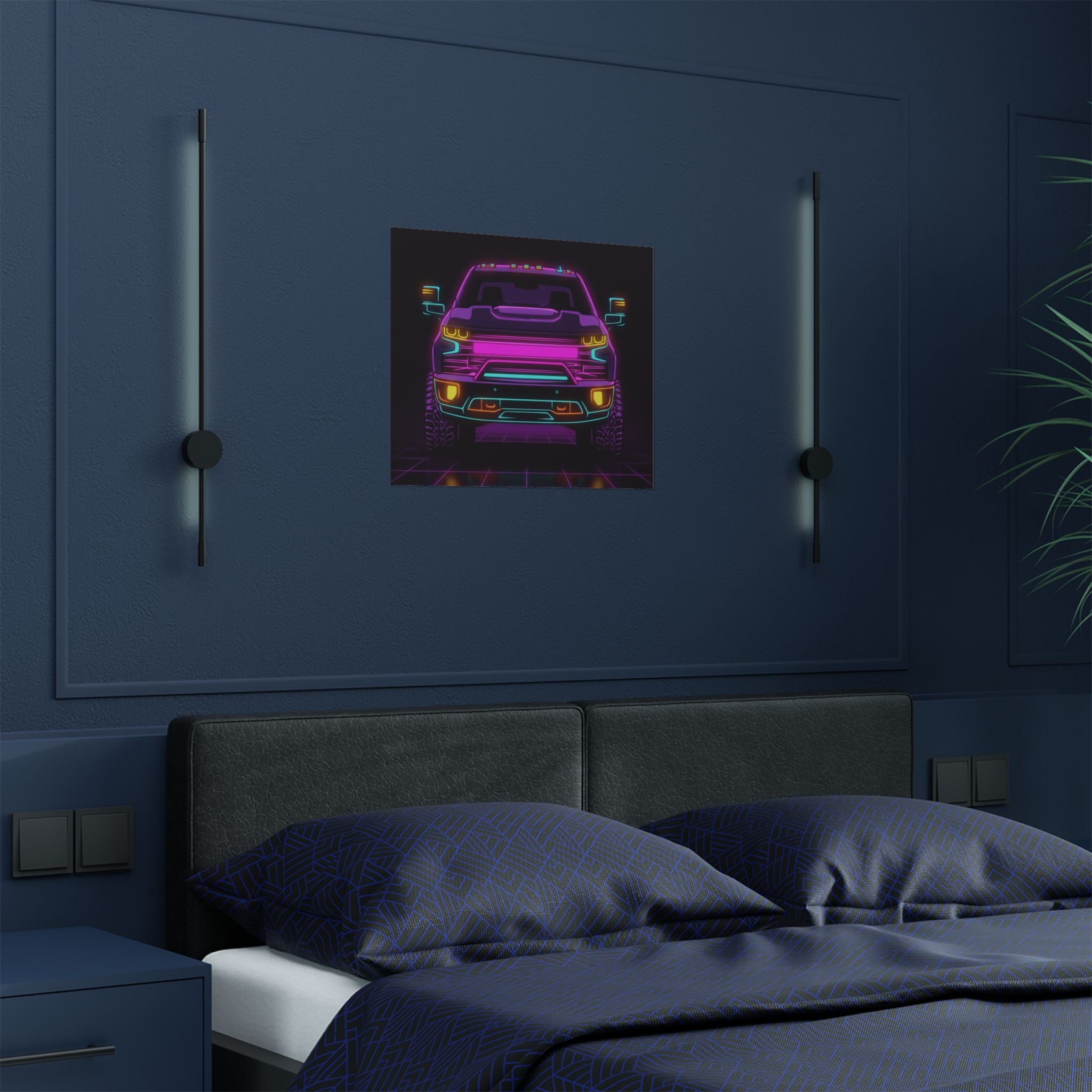Chevy Silverado Trail Boss (2019+) Neon Synthwave Poster