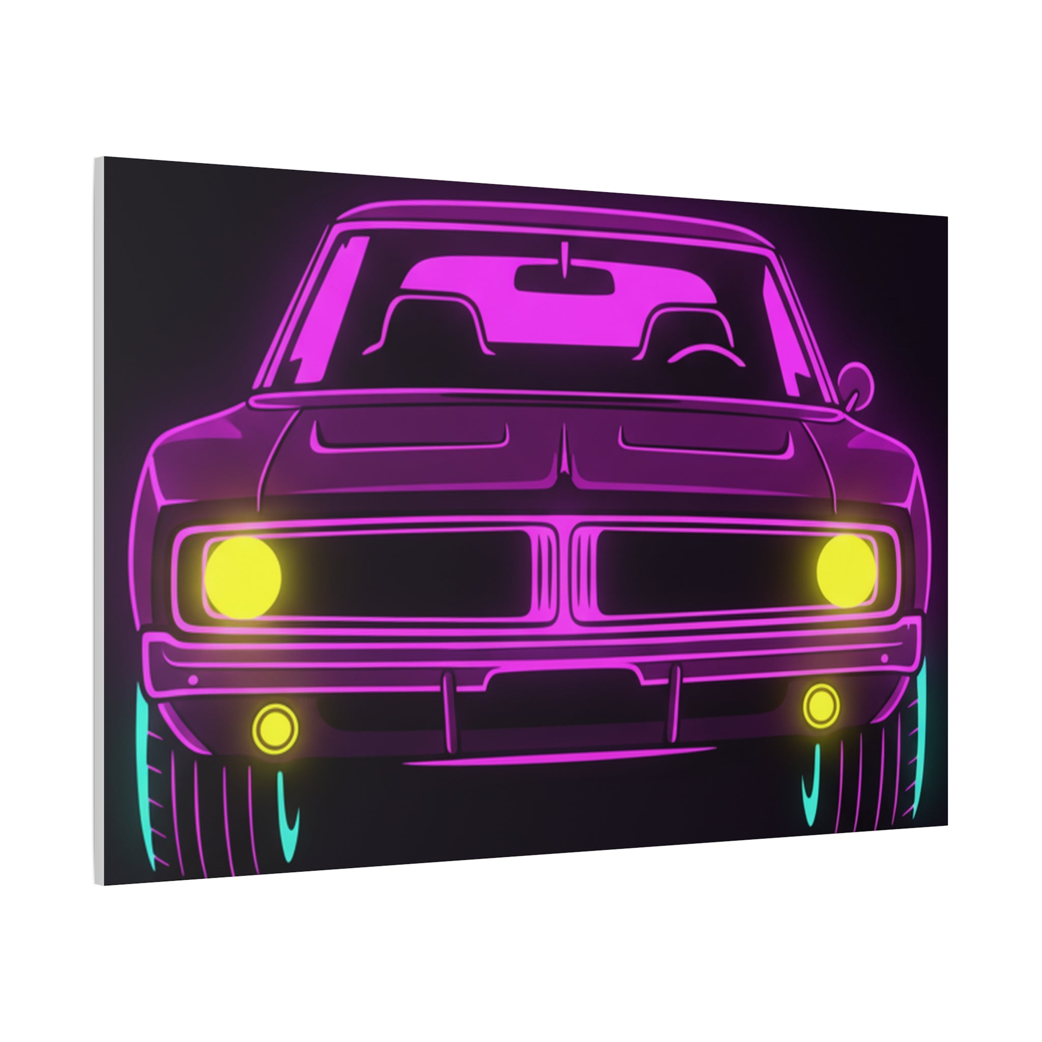 Dodge Charger R/T (1968-70) Resto-Mod Neon Synthwave Canvas Wall Art