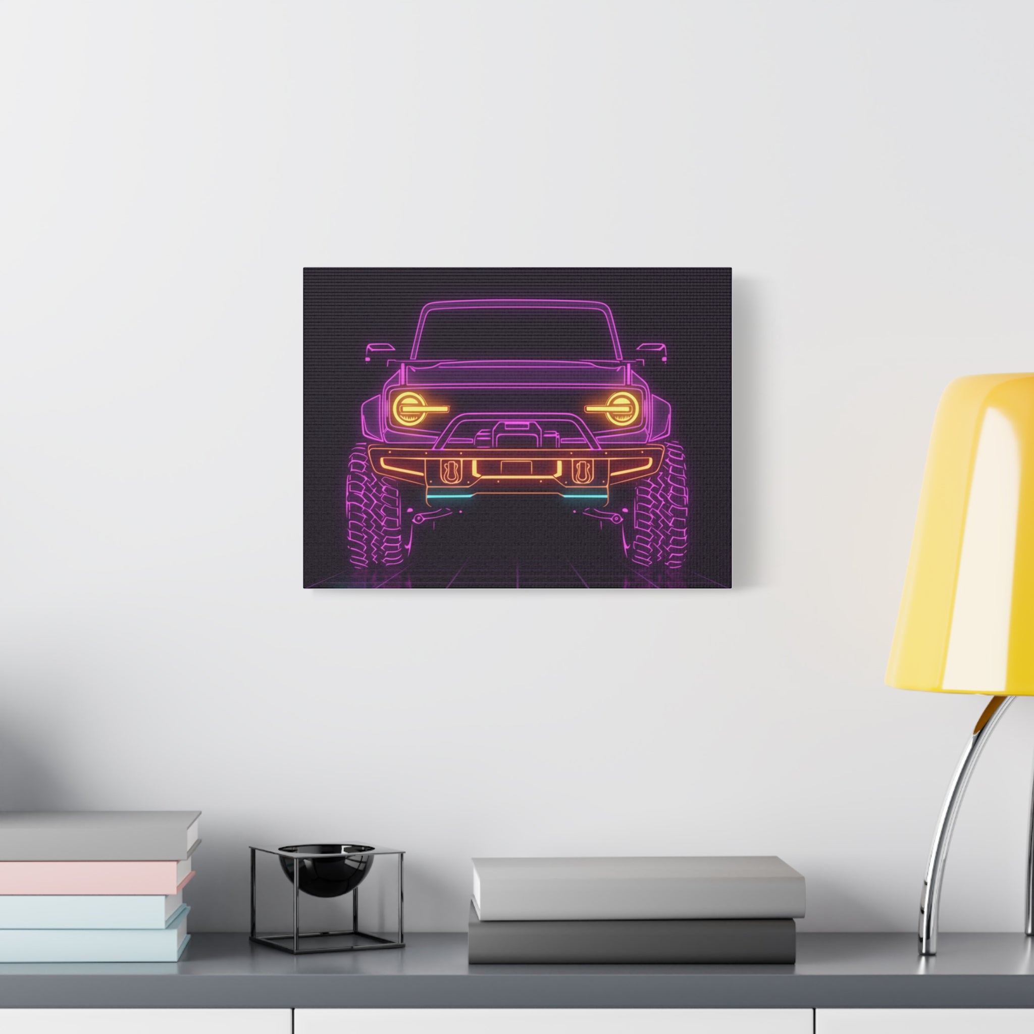 Ford Bronco (2021+) Neon Synthwave Canvas Wall Art