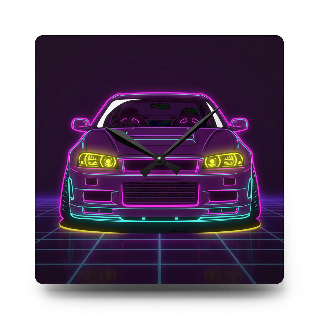 Nissan GT-R Neon Synthwave Wall Clock