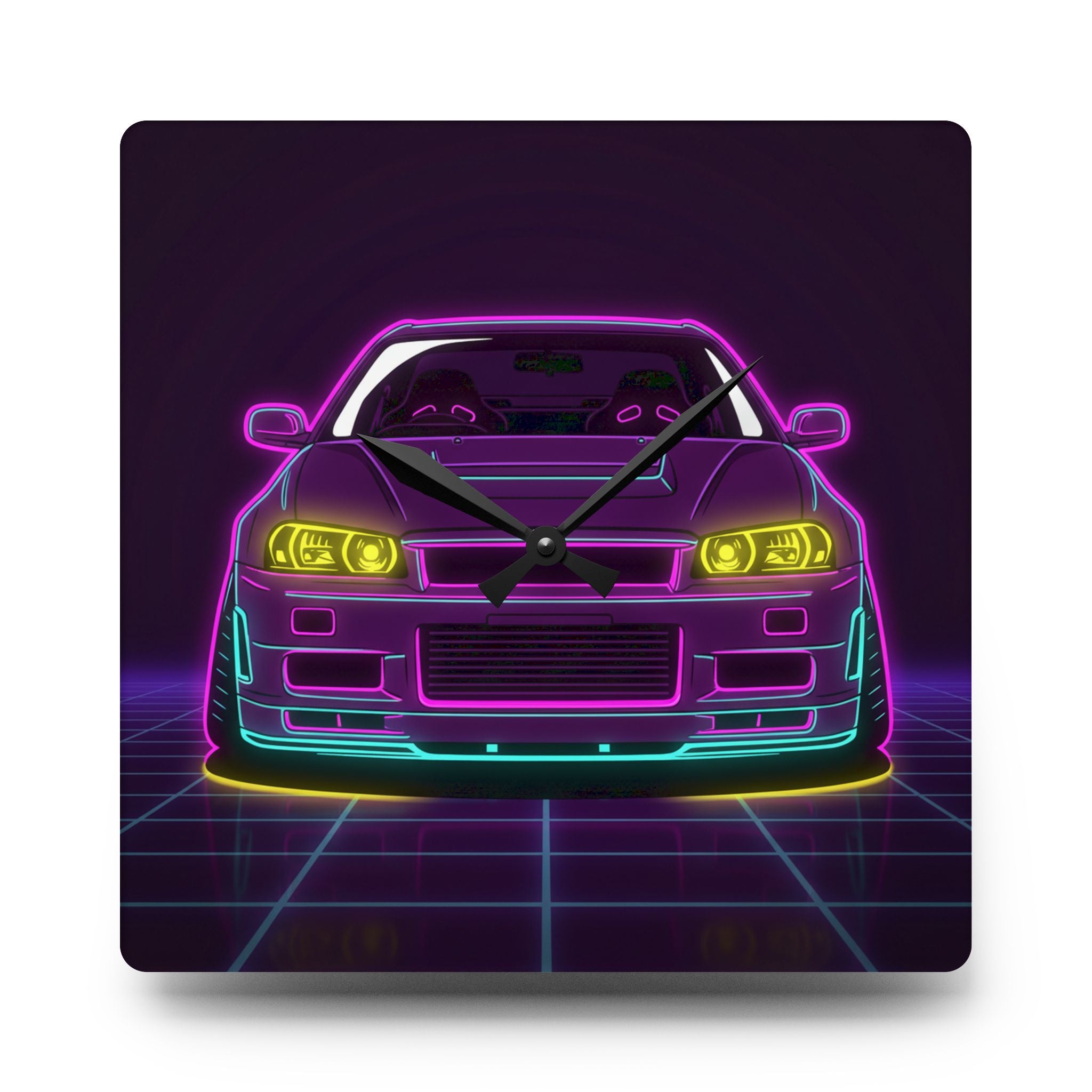 Nissan GT-R Neon Synthwave Wall Clock