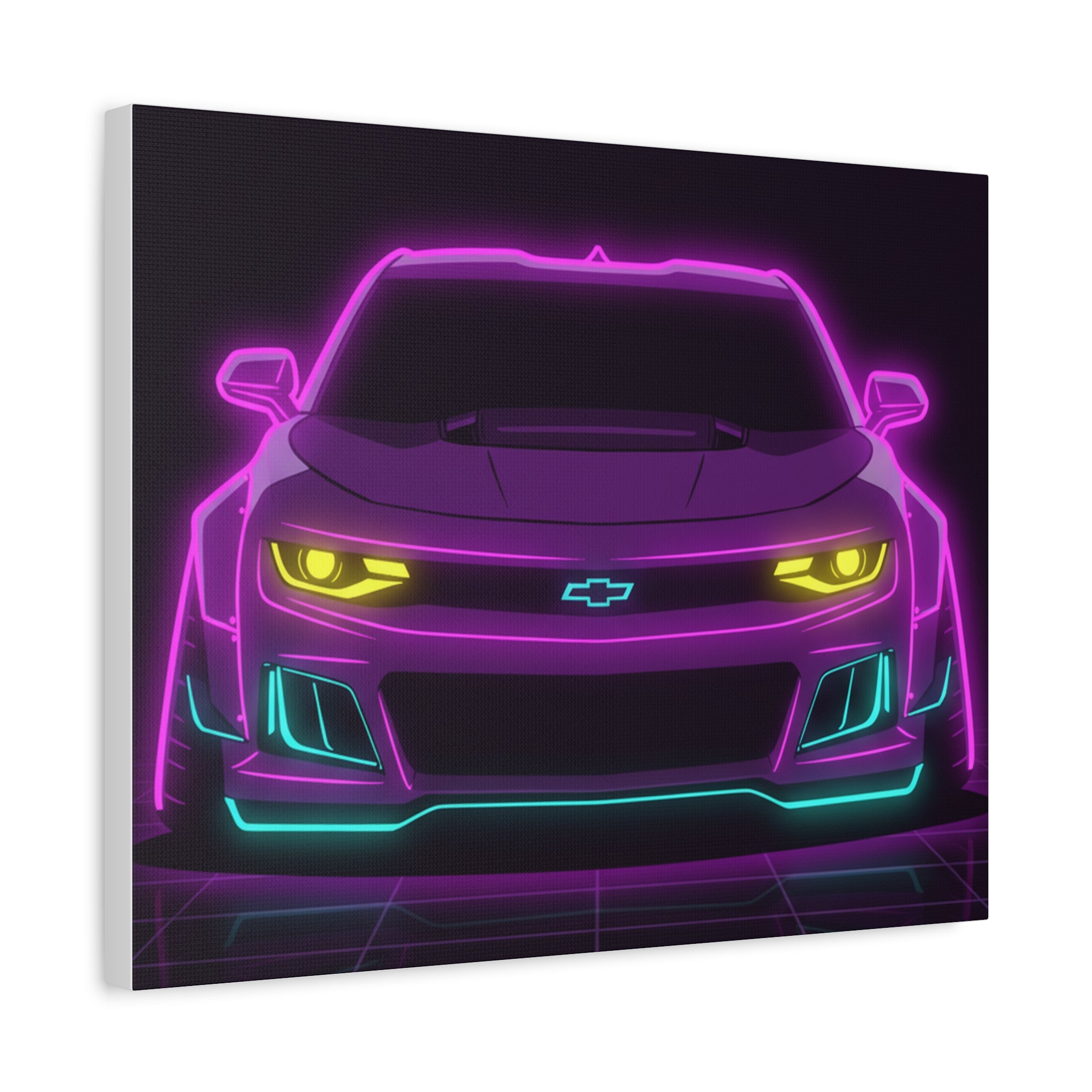 Chevrolet Camaro ZL1 Neon Synthwave Canvas Wall Art