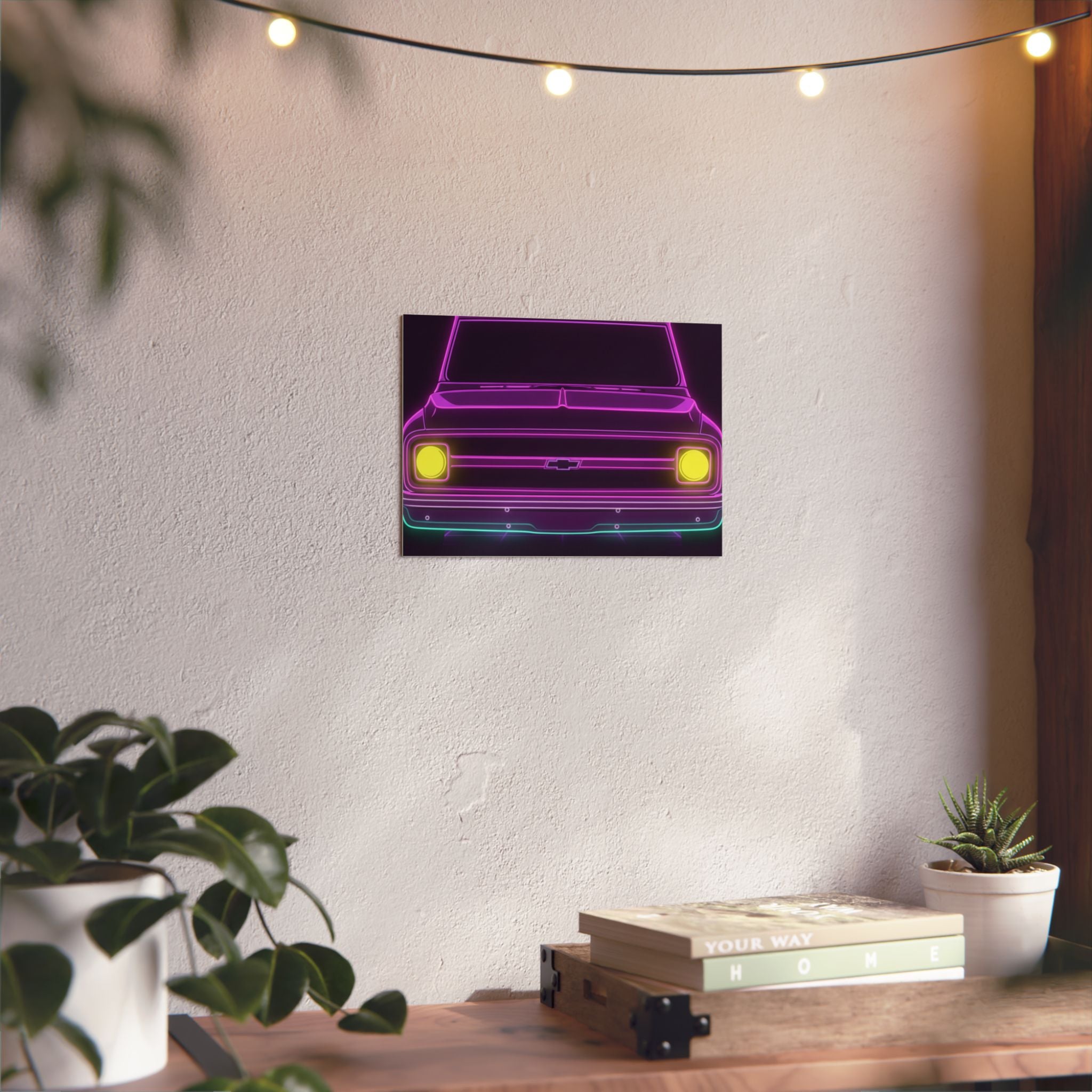 Chevy C10 Pickup (1967-72) Pro-Touring Neon Synthwave Metal Wall Sign