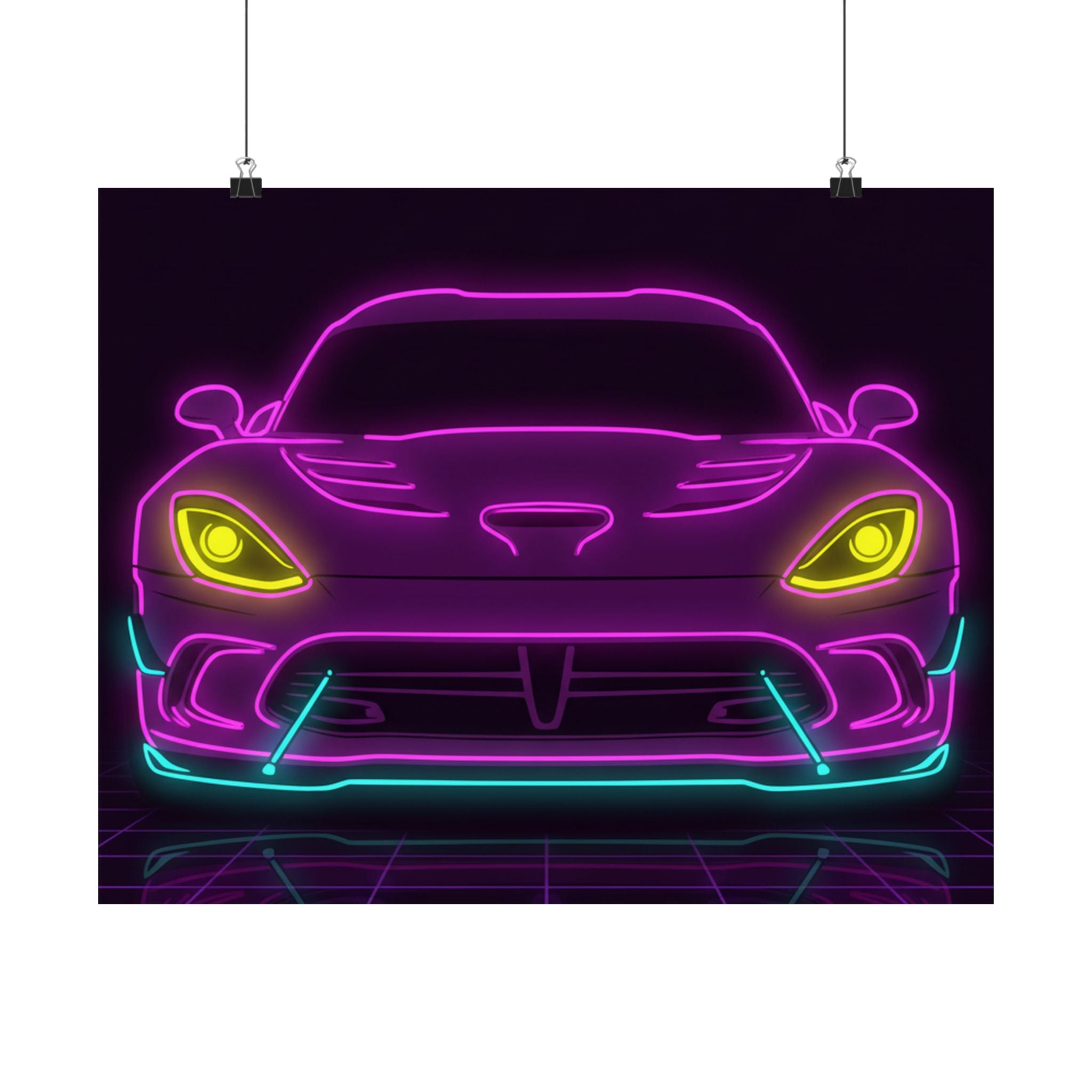 Dodge Viper (1992-17) Neon Synthwave Poster