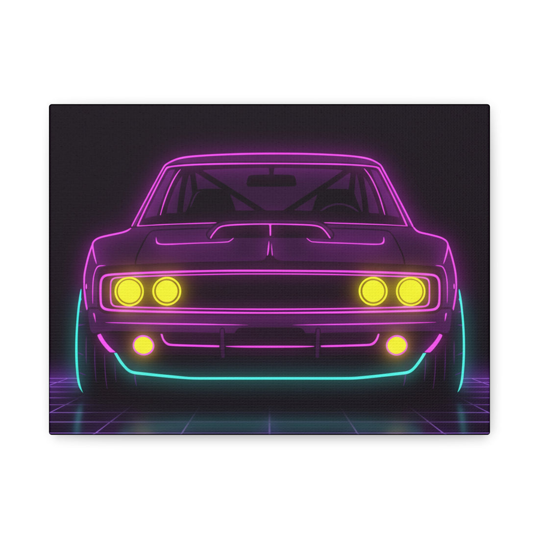 Dodge Charger R/T (1968-70) Neon Synthwave Canvas Wall Art