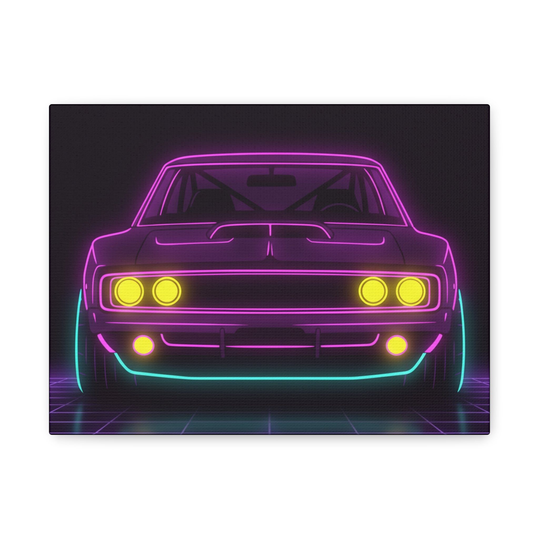 Dodge Charger R/T (1968-70) Neon Synthwave Canvas Wall Art