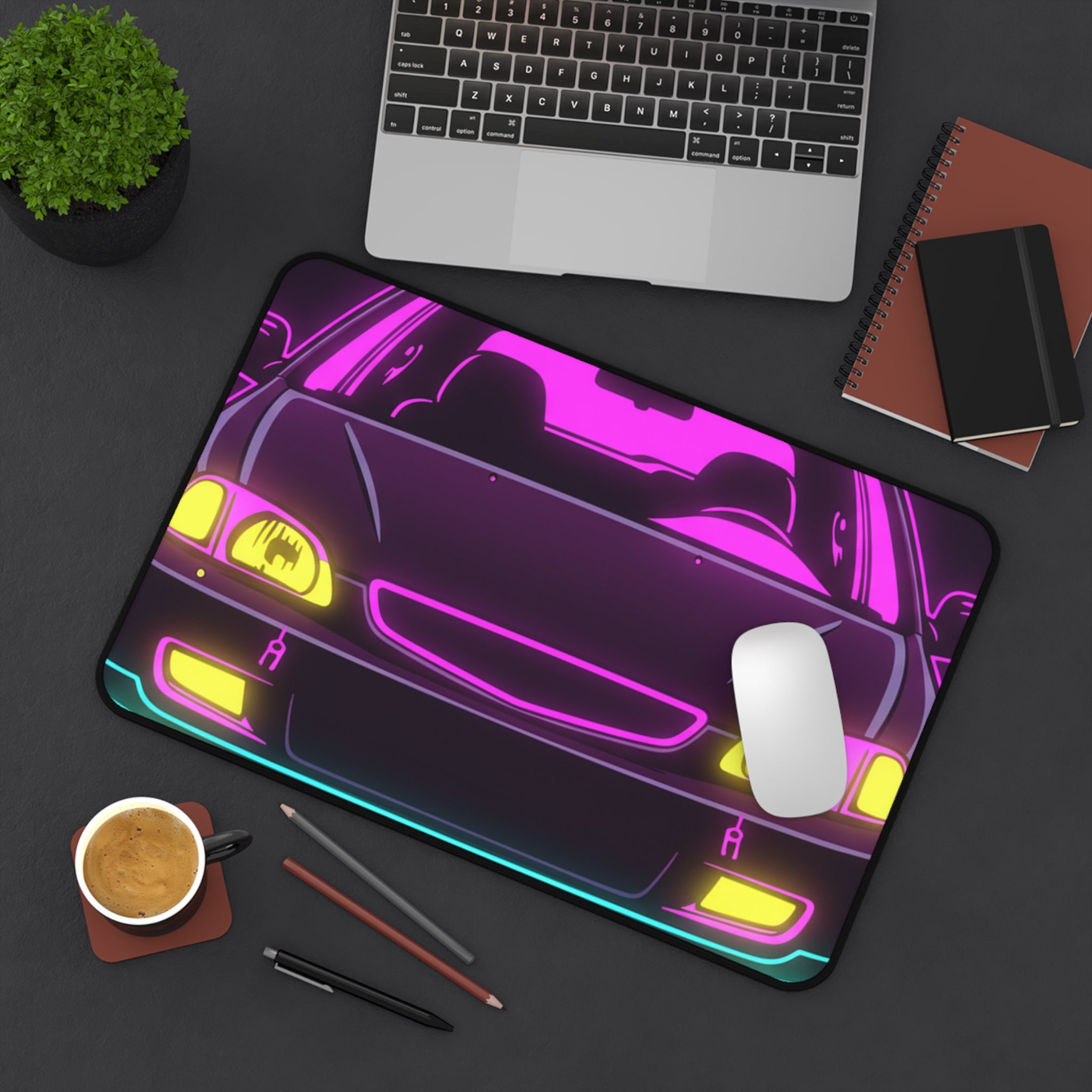 Honda Civic EK Hatch Neon Synthwave Desk Mat