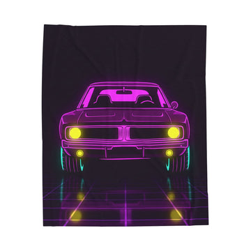 Dodge Charger R/T (1968-70) Resto-Mod Neon Synthwave Velveteen Plush Blanket