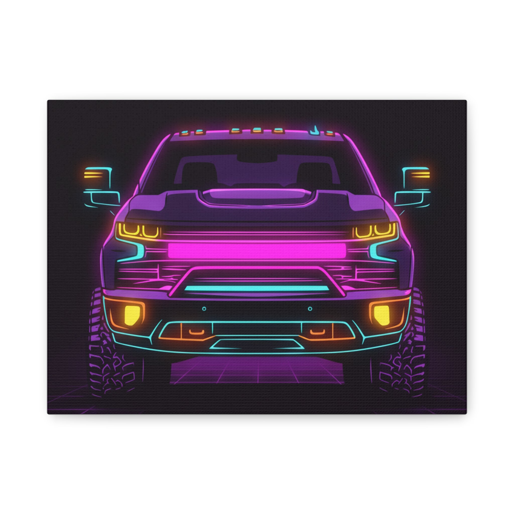 Chevy Silverado Trail Boss (2019+) Neon Synthwave Canvas Wall Art