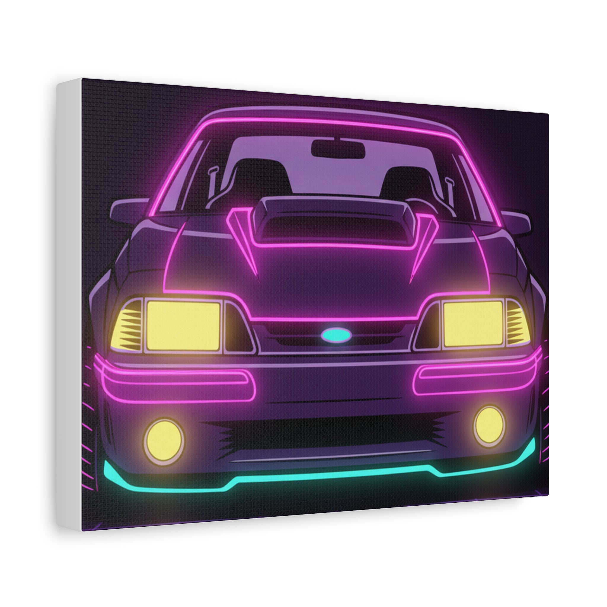 Ford Mustang Fox Body GT Neon Synthwave Canvas Wall Art