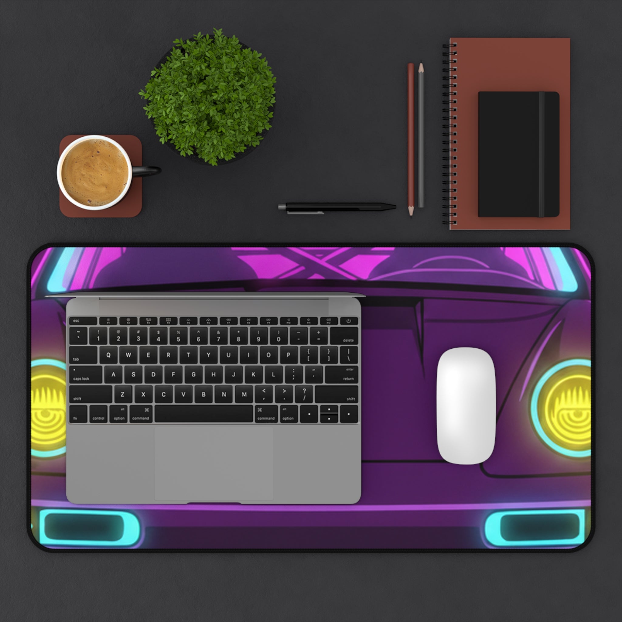 Porsche 964 Turbo Neon Synthwave Desk Mat