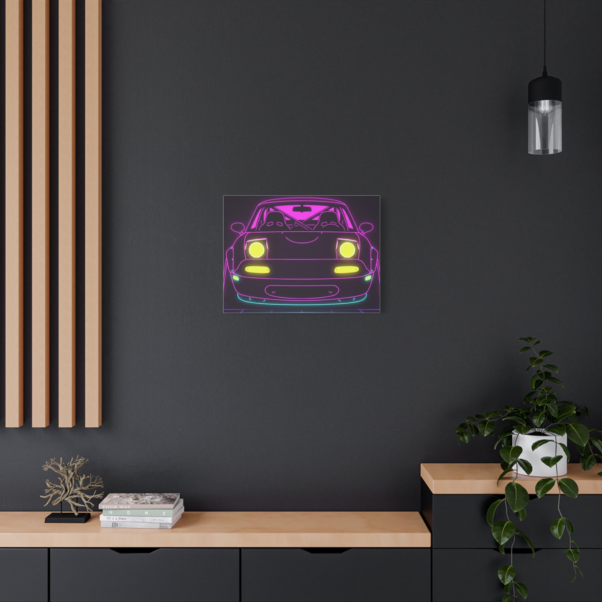 Mazda Miata NA (1989-97) Neon Synthwave Canvas Wall Art