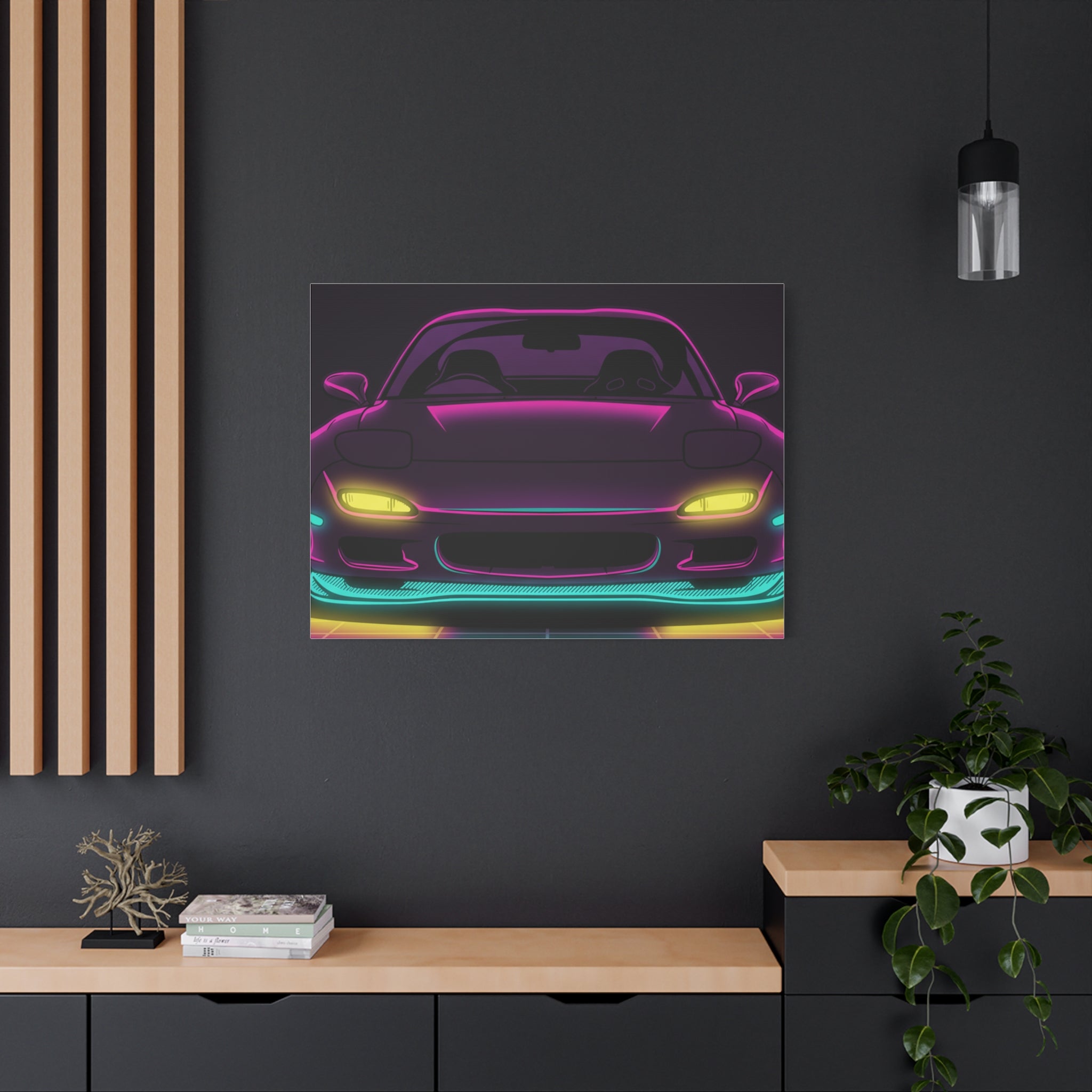 Mazda RX-7 FD Neon Synthwave Canvas Wall Art