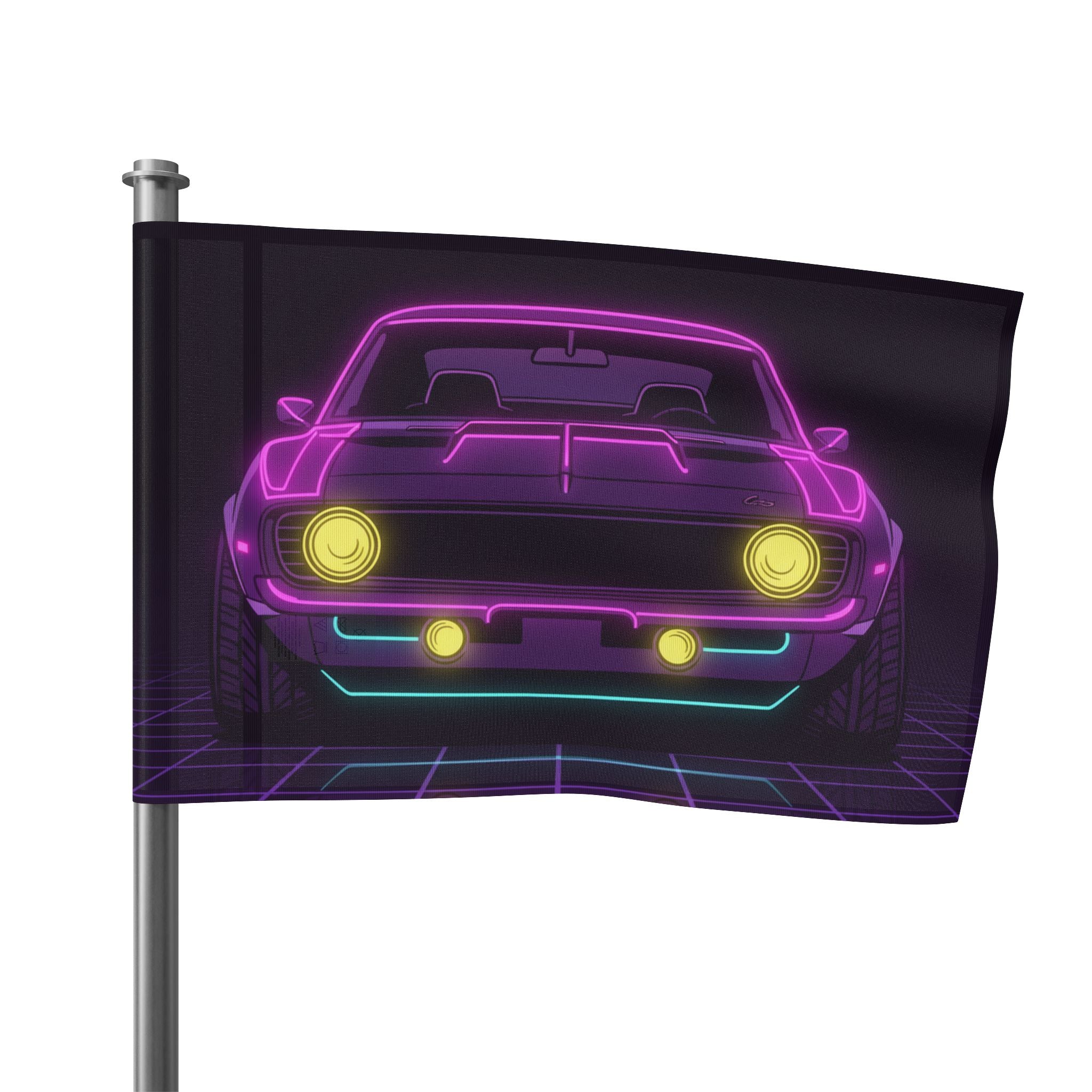 1969 Chevrolet Camaro SS Neon Synthwave Garage Flag