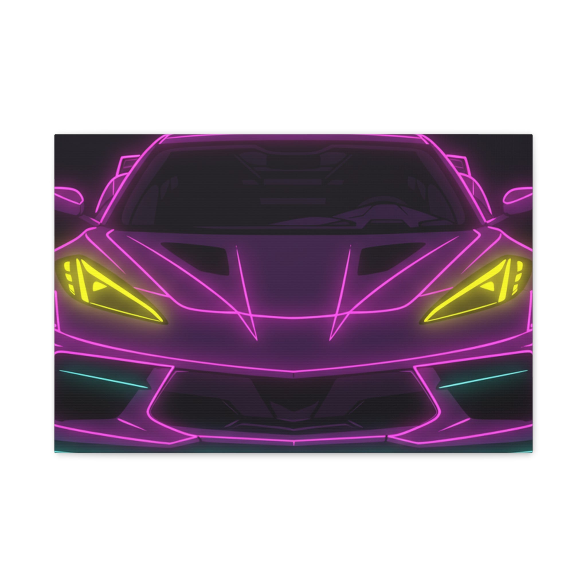 Corvette C8 (2020+) Neon Synthwave Canvas Wall Art
