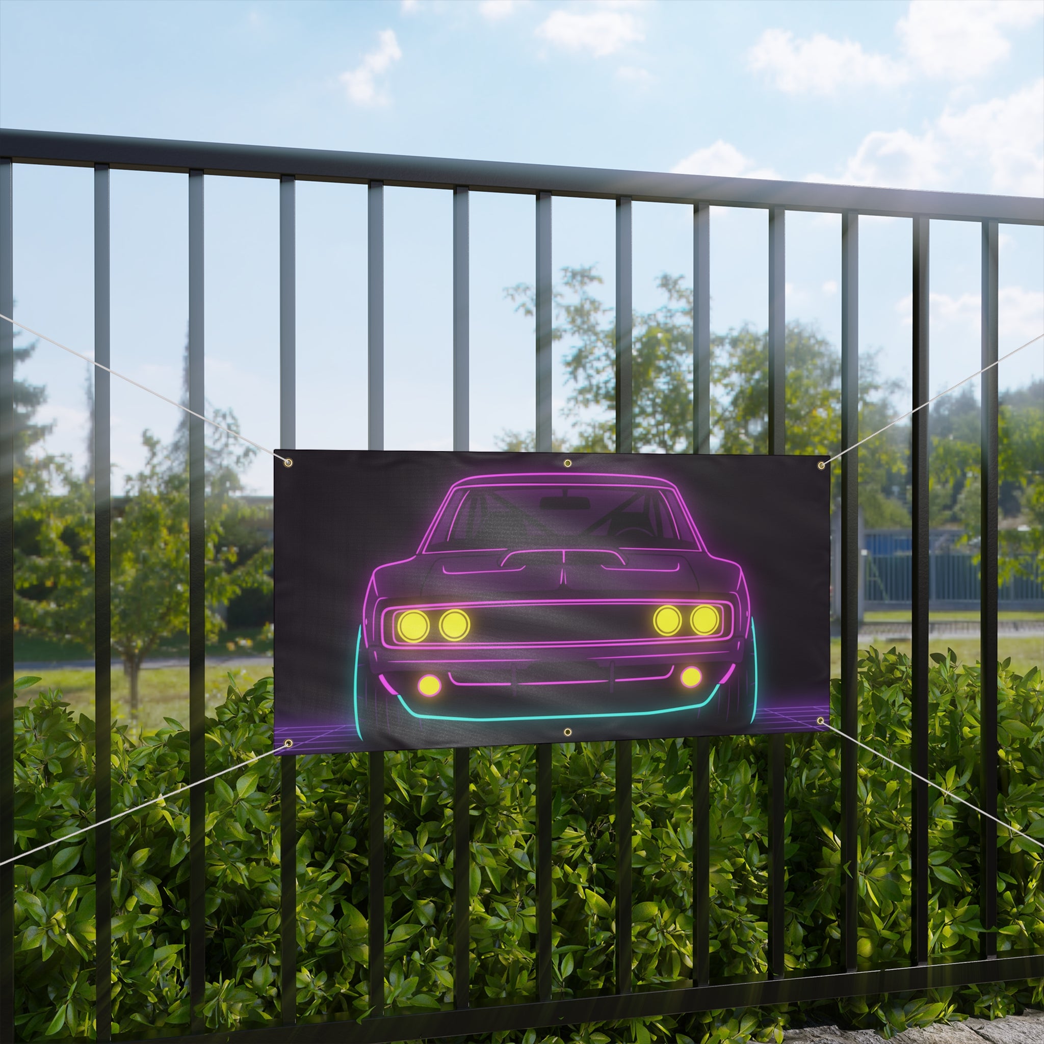 Dodge Charger R/T (1968-70) Neon Synthwave Banner