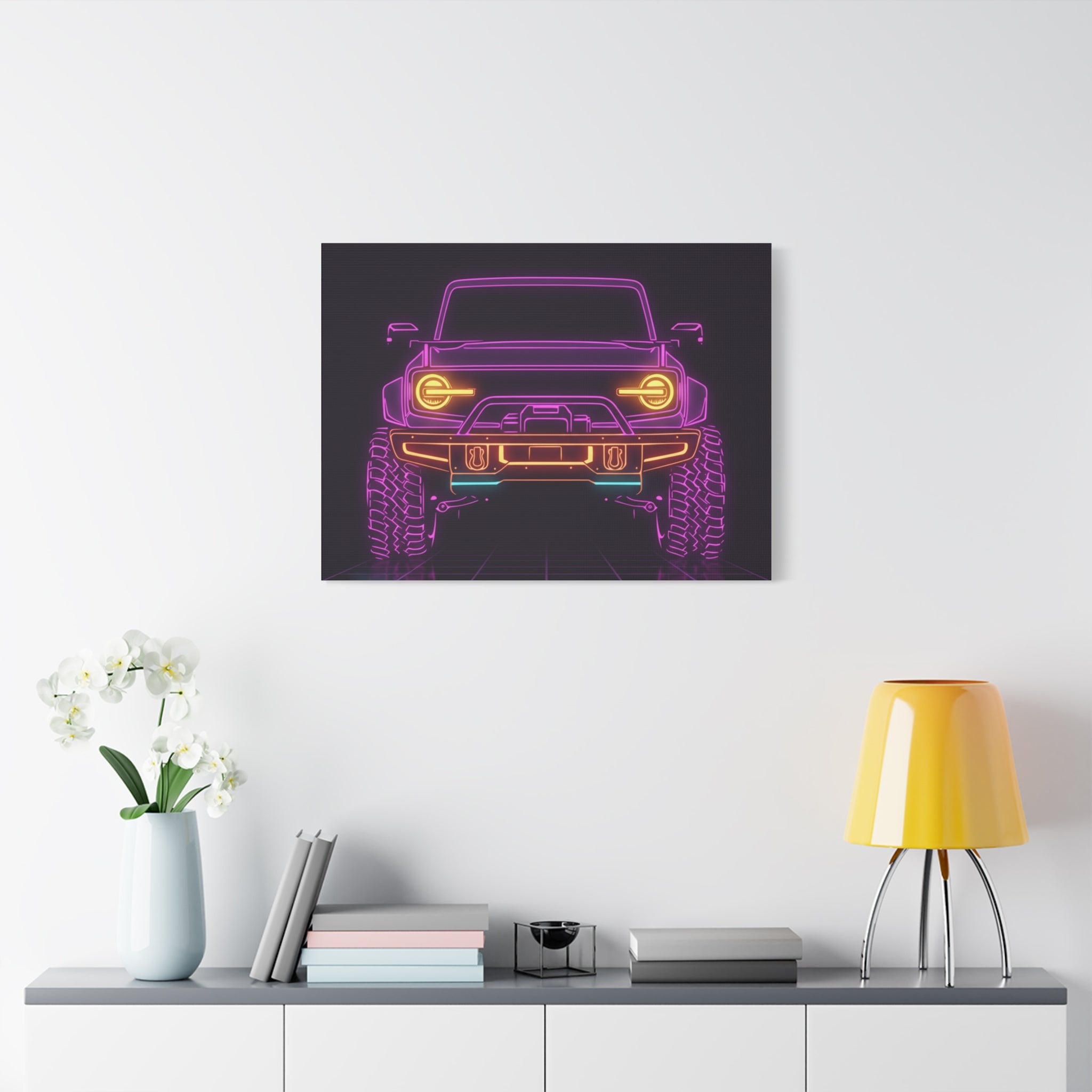 Ford Bronco (2021+) Neon Synthwave Canvas Wall Art