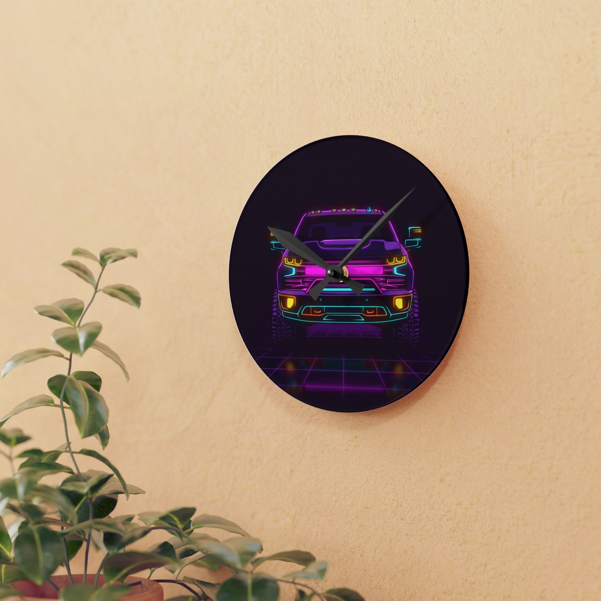 Chevy Silverado Trail Boss (2019+) Neon Synthwave Wall Clock