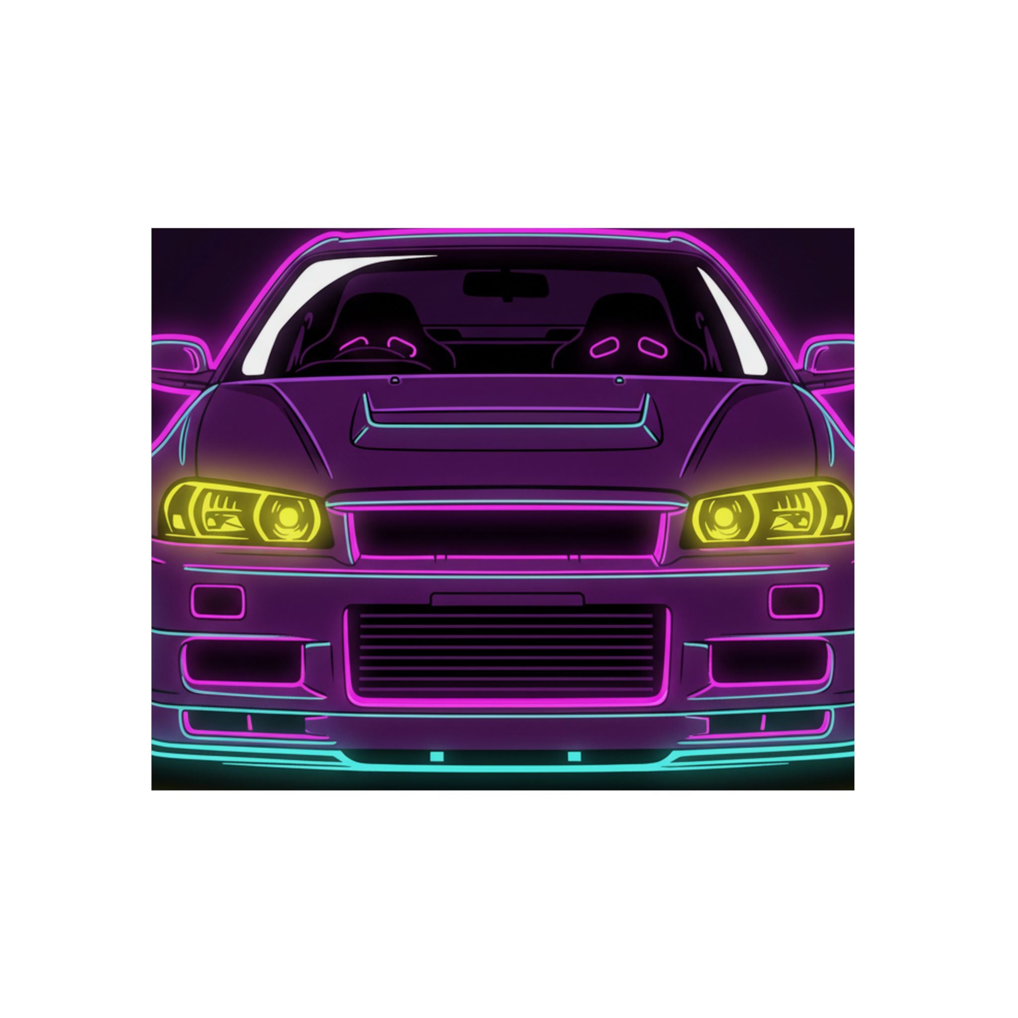 Nissan GT-R Neon Synthwave Metal Wall Sign