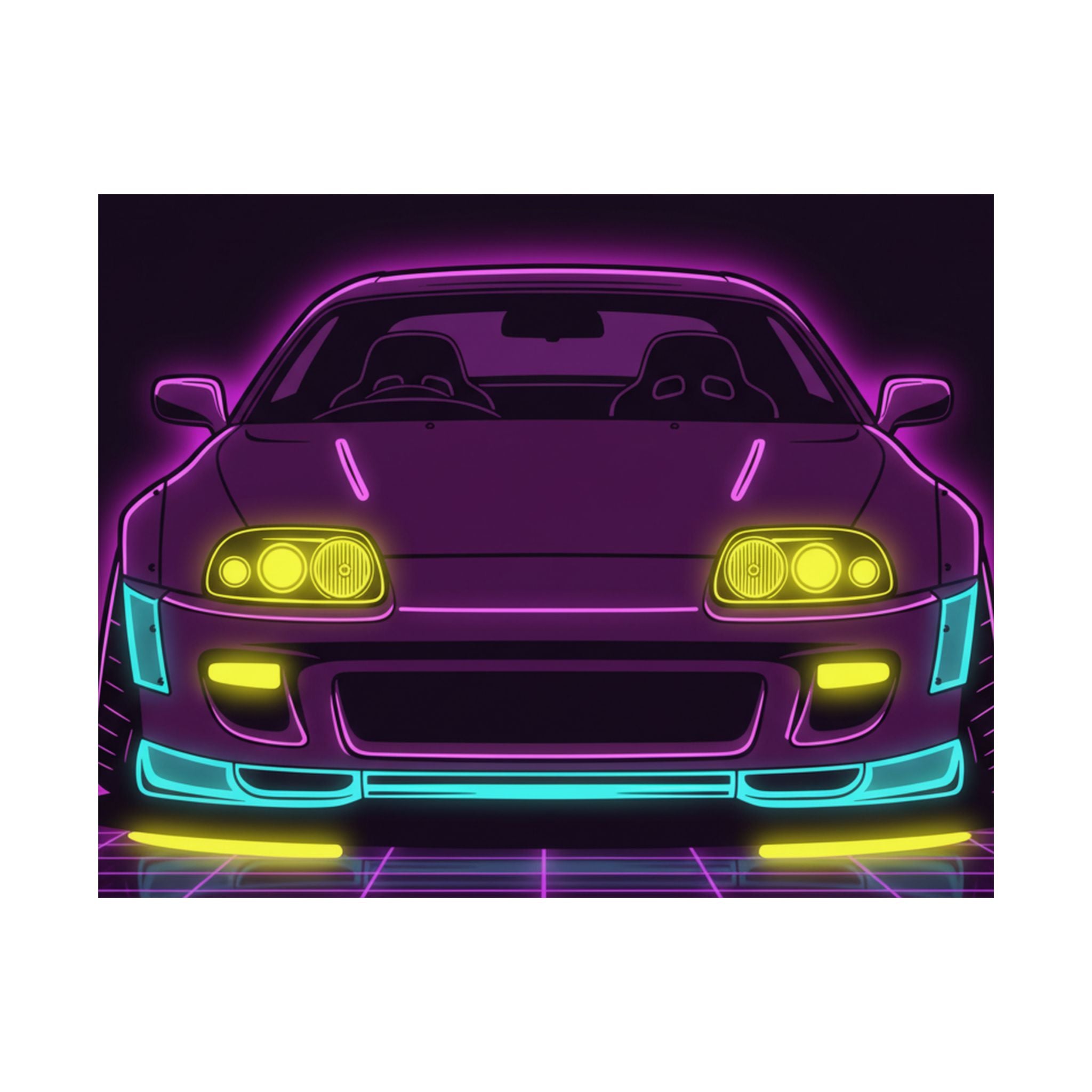 Toyota Supra MK4 Neon Synthwave Poster