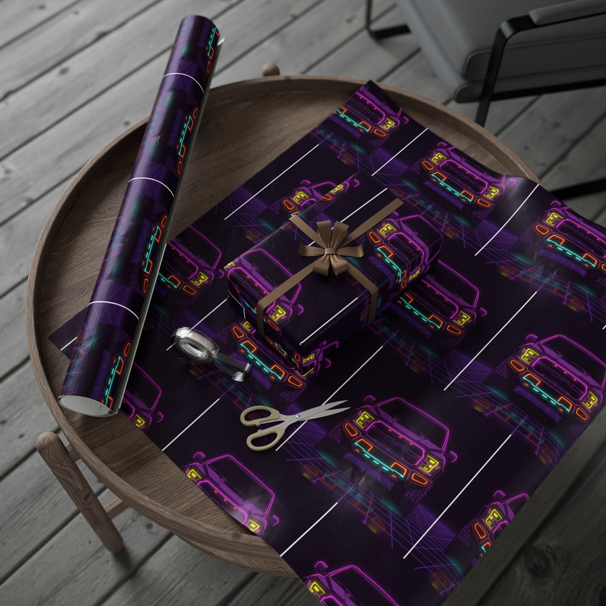 Ford F-150 Raptor Gen 2 Neon Synthwave Gift Wrapping Paper